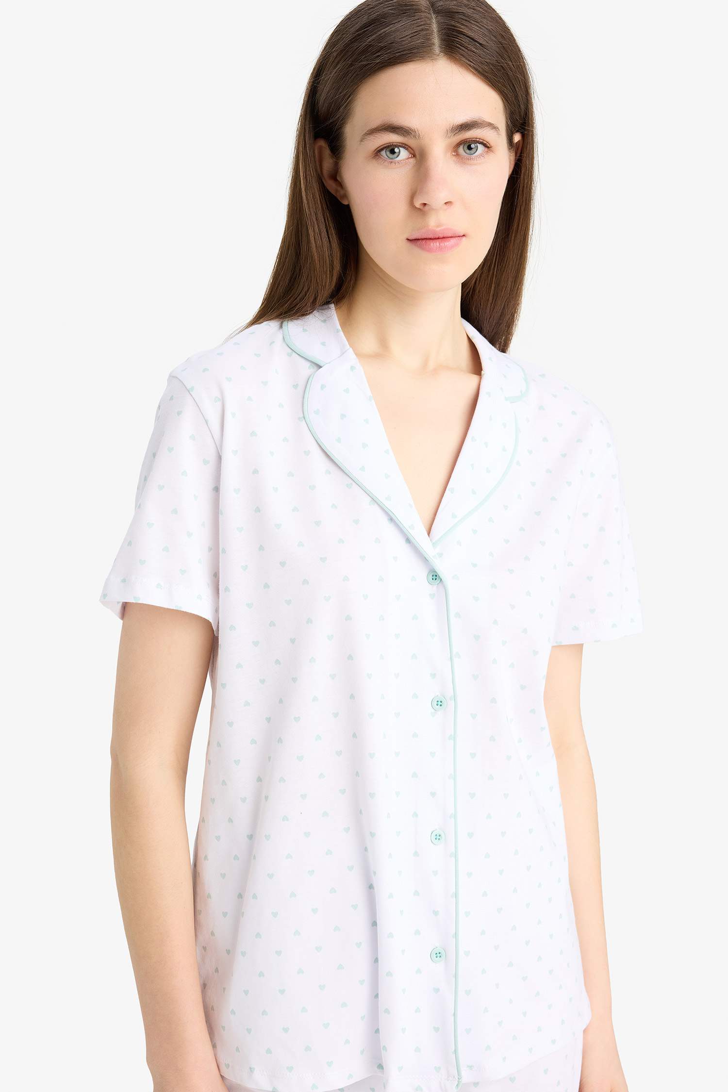 Regular Fit Pijama Takımı Kısa Kollu Üst Beli Lastikli Uzun Alt-Fall in Love