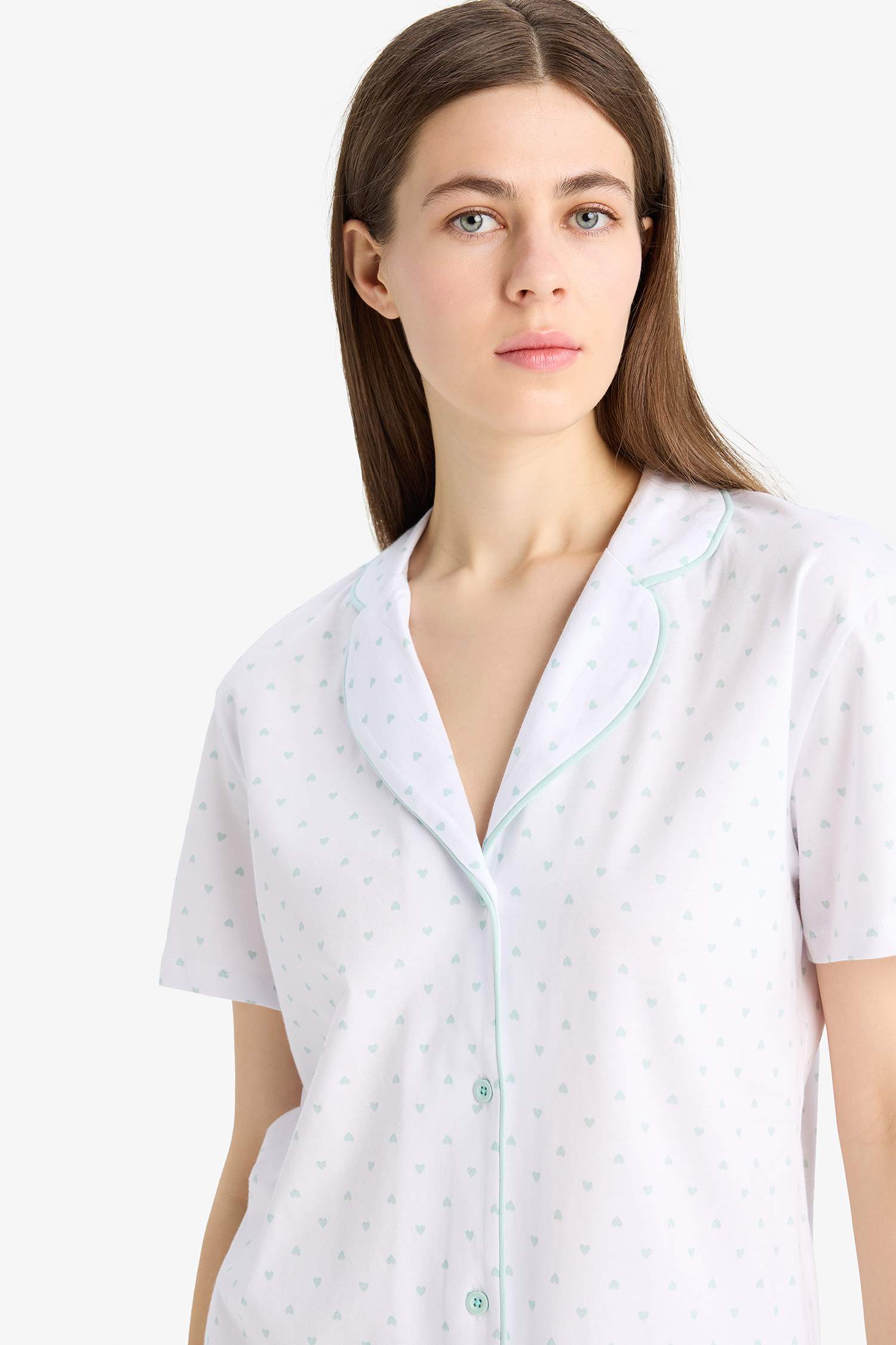 Regular Fit Pijama Takımı Kısa Kollu Üst Beli Lastikli Uzun Alt-Fall in Love