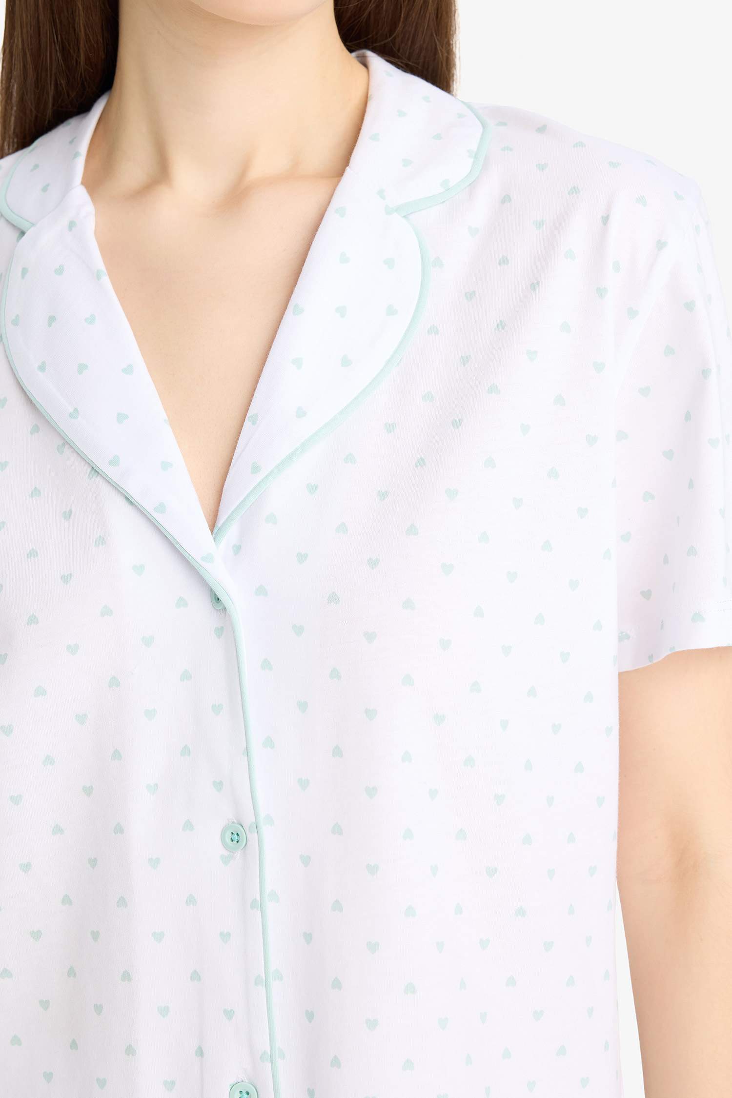 Regular Fit Pijama Takımı Kısa Kollu Üst Beli Lastikli Uzun Alt-Fall in Love