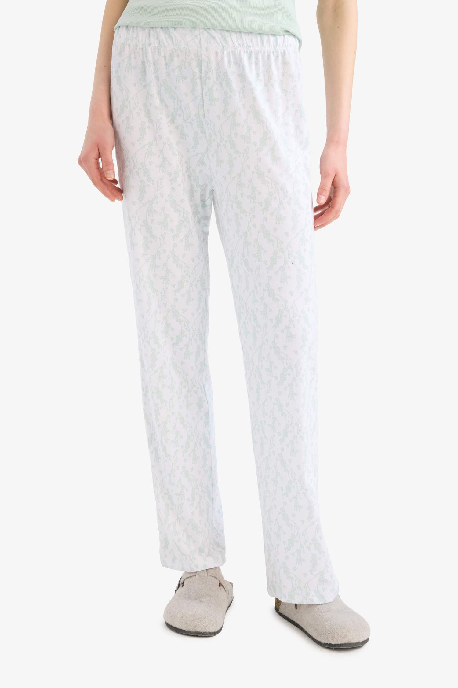 Regular Fit Pijama Takımı Kısa Kollu Üst Desenli Uzun Alt-Fall in Love