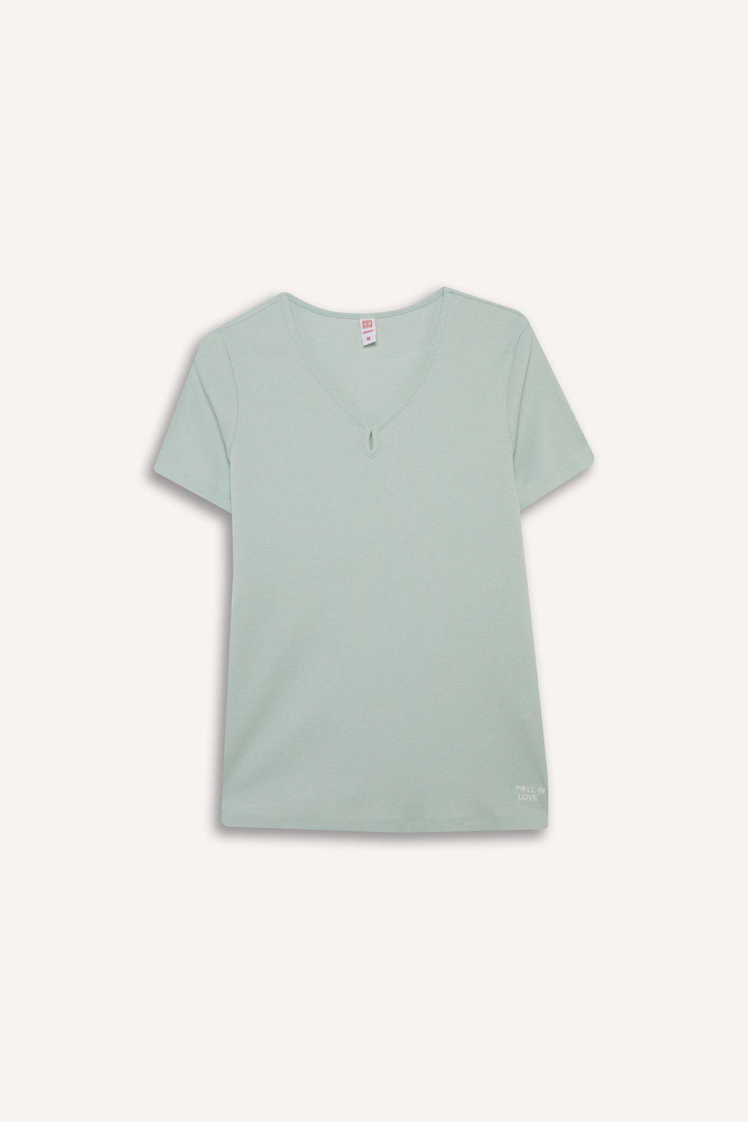 Regular Fit Pijama Takımı Kısa Kollu Üst Desenli Uzun Alt-Fall in Love