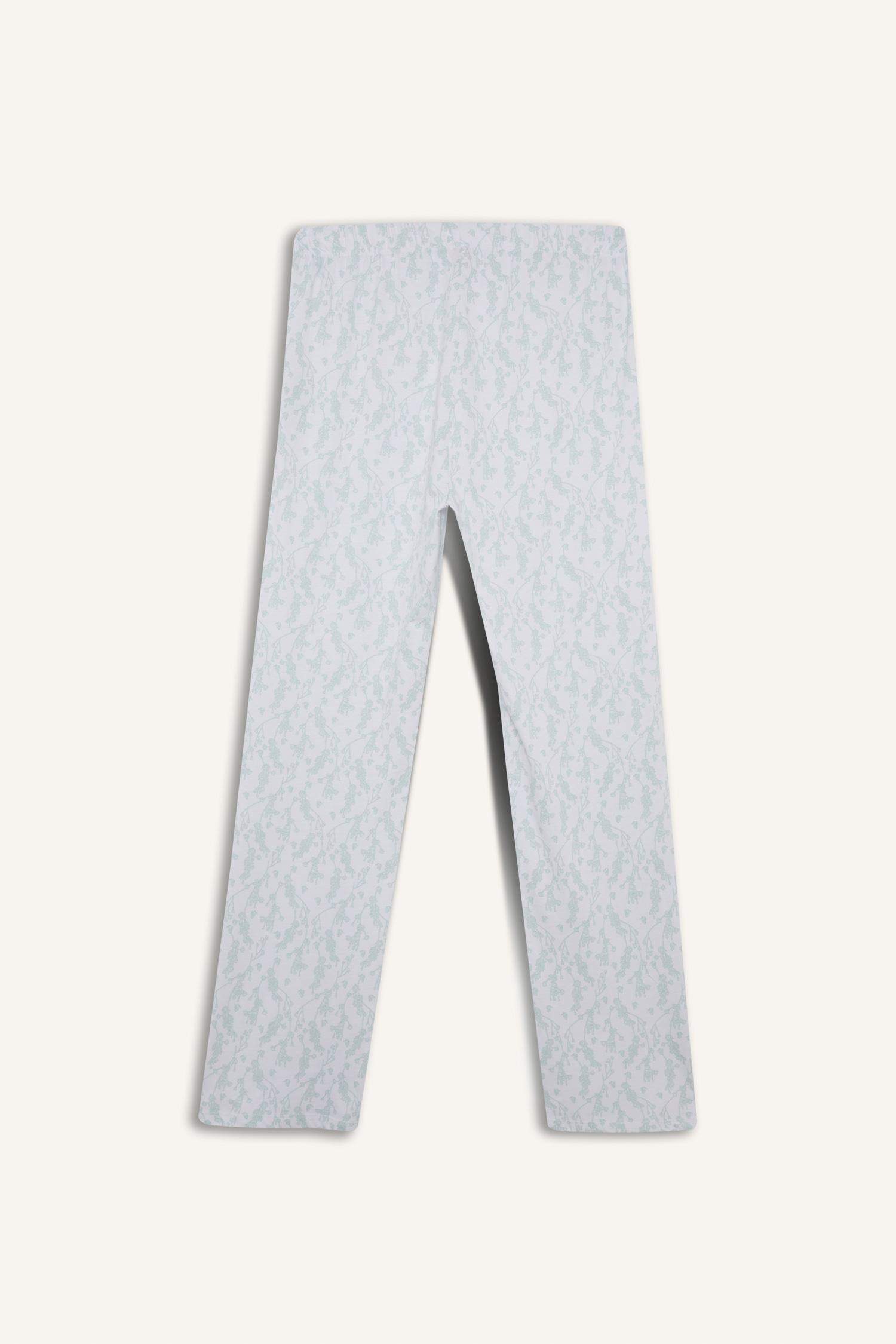 Regular Fit Pijama Takımı Kısa Kollu Üst Desenli Uzun Alt-Fall in Love