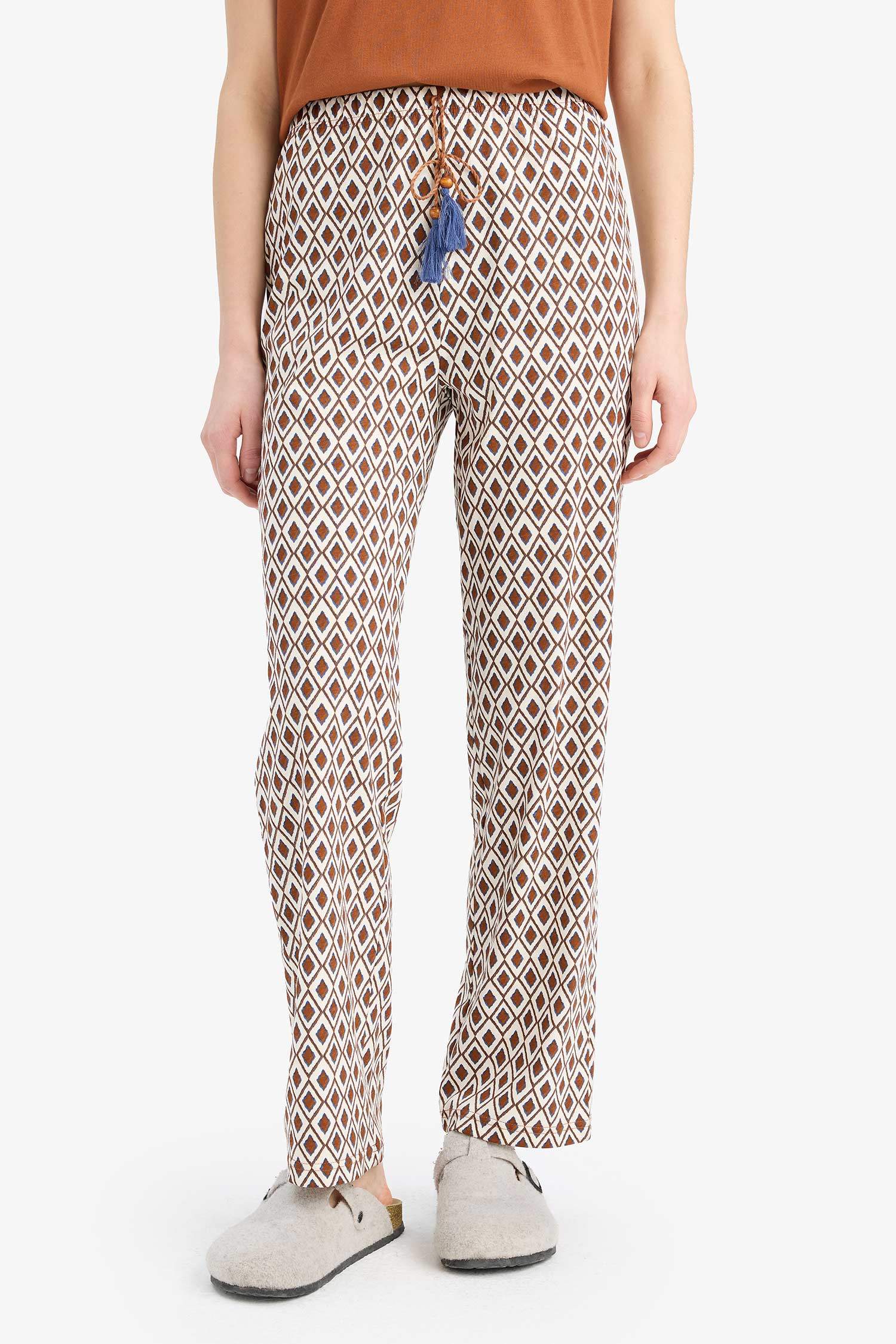 Pijama Takımı Kısa Kollu Üst Beli Lastikli Uzun Alt