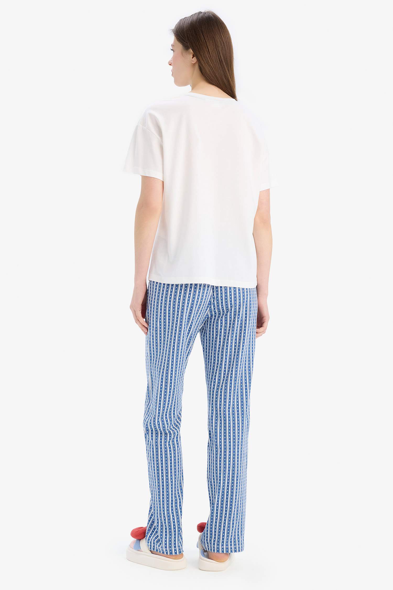 Garfield Pijama Takımı Kısa Kollu Üst Beli Lastikli Uzun Alt