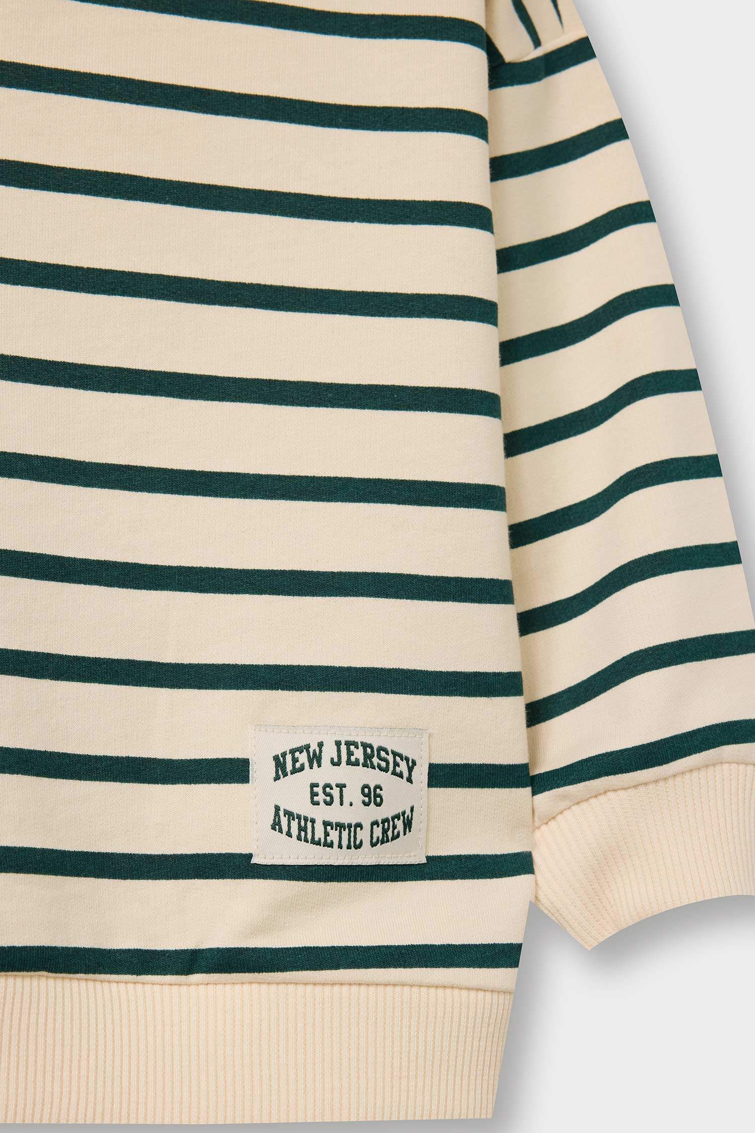 Erkek Bebek Bisiklet Yaka Çizgili Sweatshirt 