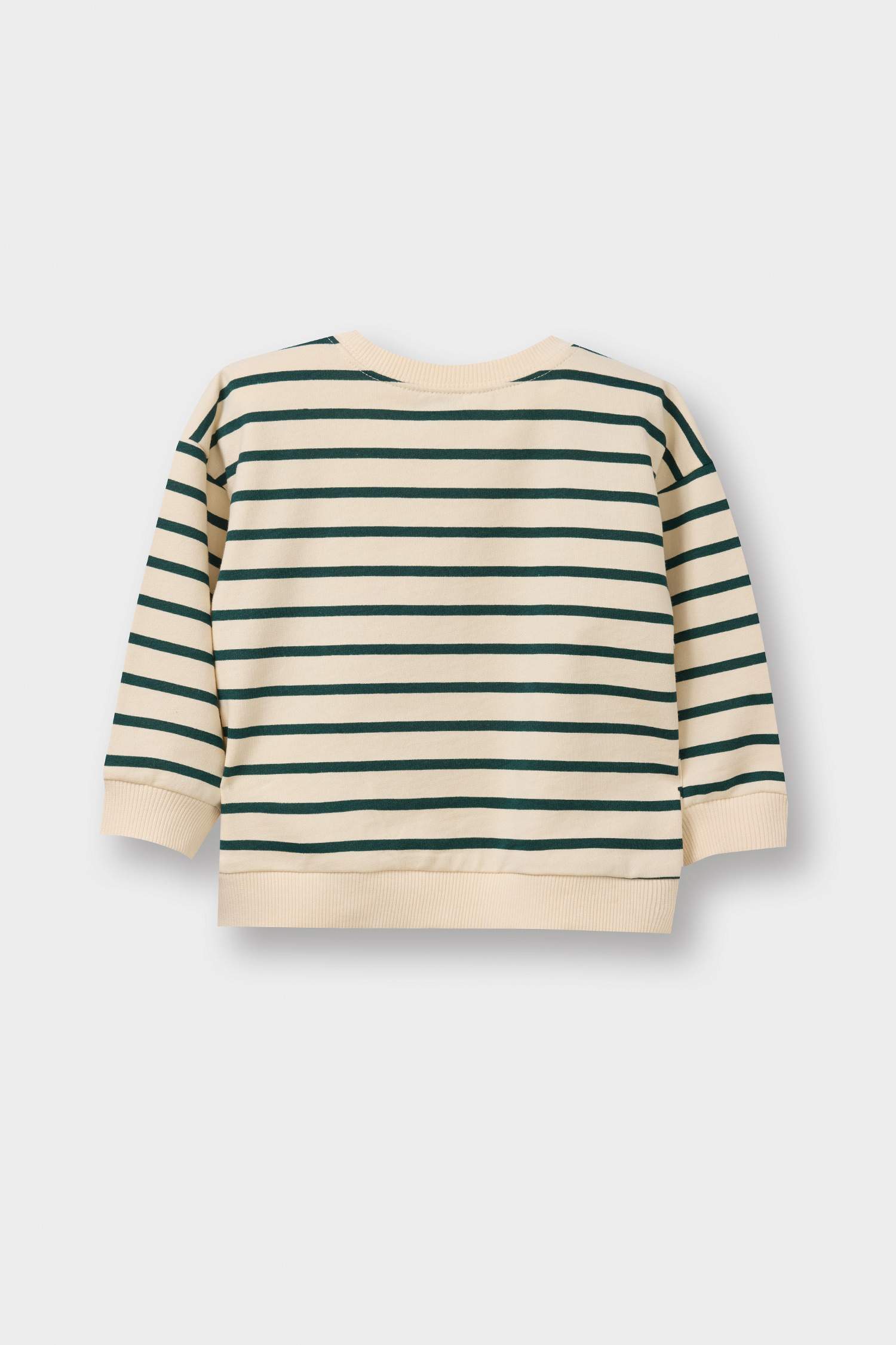 Erkek Bebek Bisiklet Yaka Çizgili Sweatshirt 