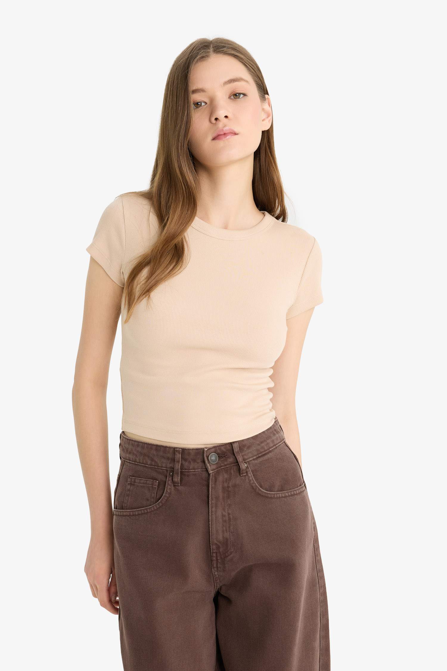 Футболка с короткими рукавами в рубчик Coool