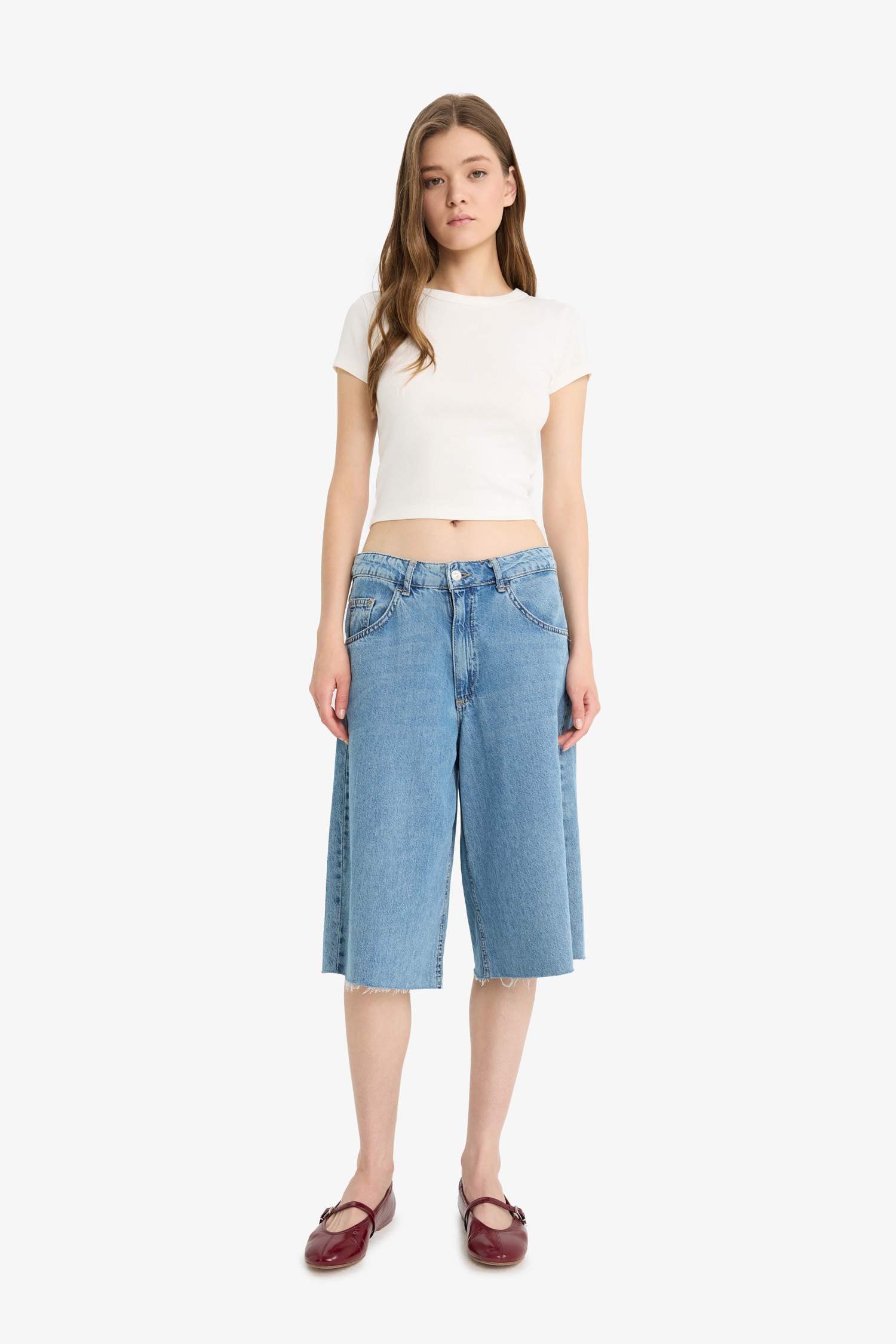 Coool Fitted Bisiklet Yaka Basic Düz Fitilli Kaşkorse Kısa Kollu Beyaz Tişört