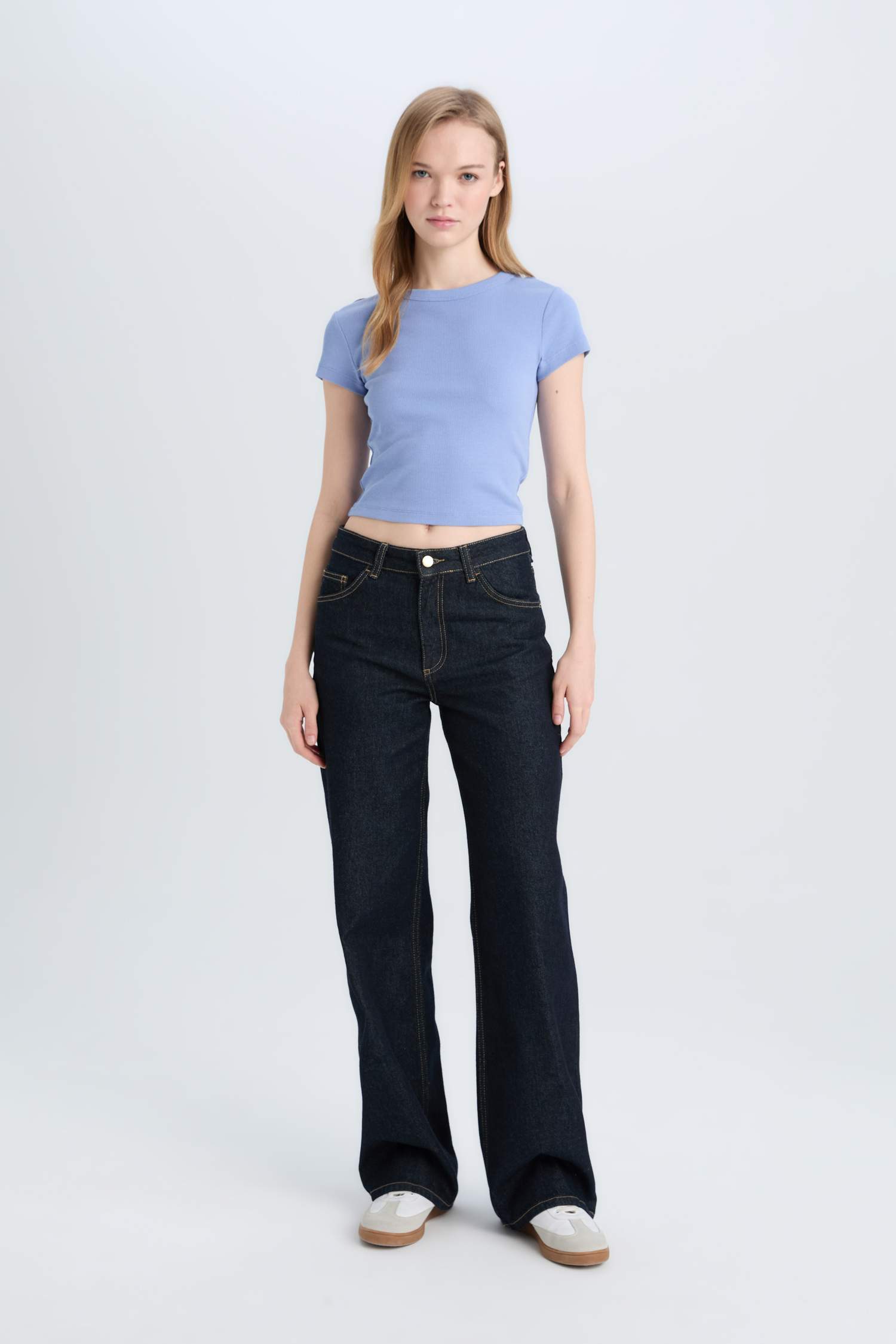 Coool Fitted Basic Düz Fitilli Kaşkorse Kısa Kollu Tişört