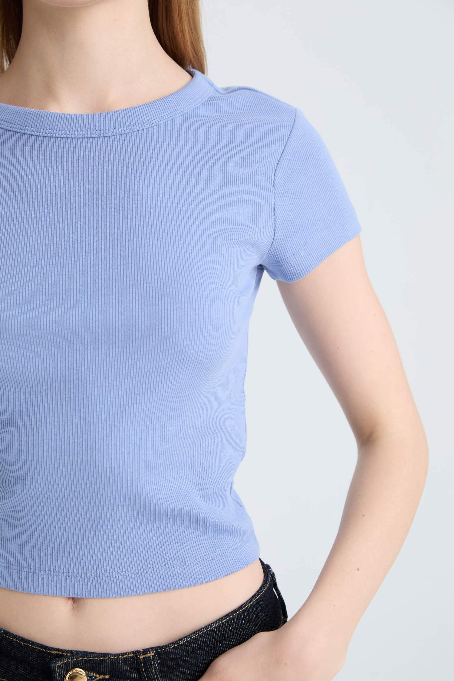 Coool Fitted Basic Düz Fitilli Kaşkorse Kısa Kollu Tişört