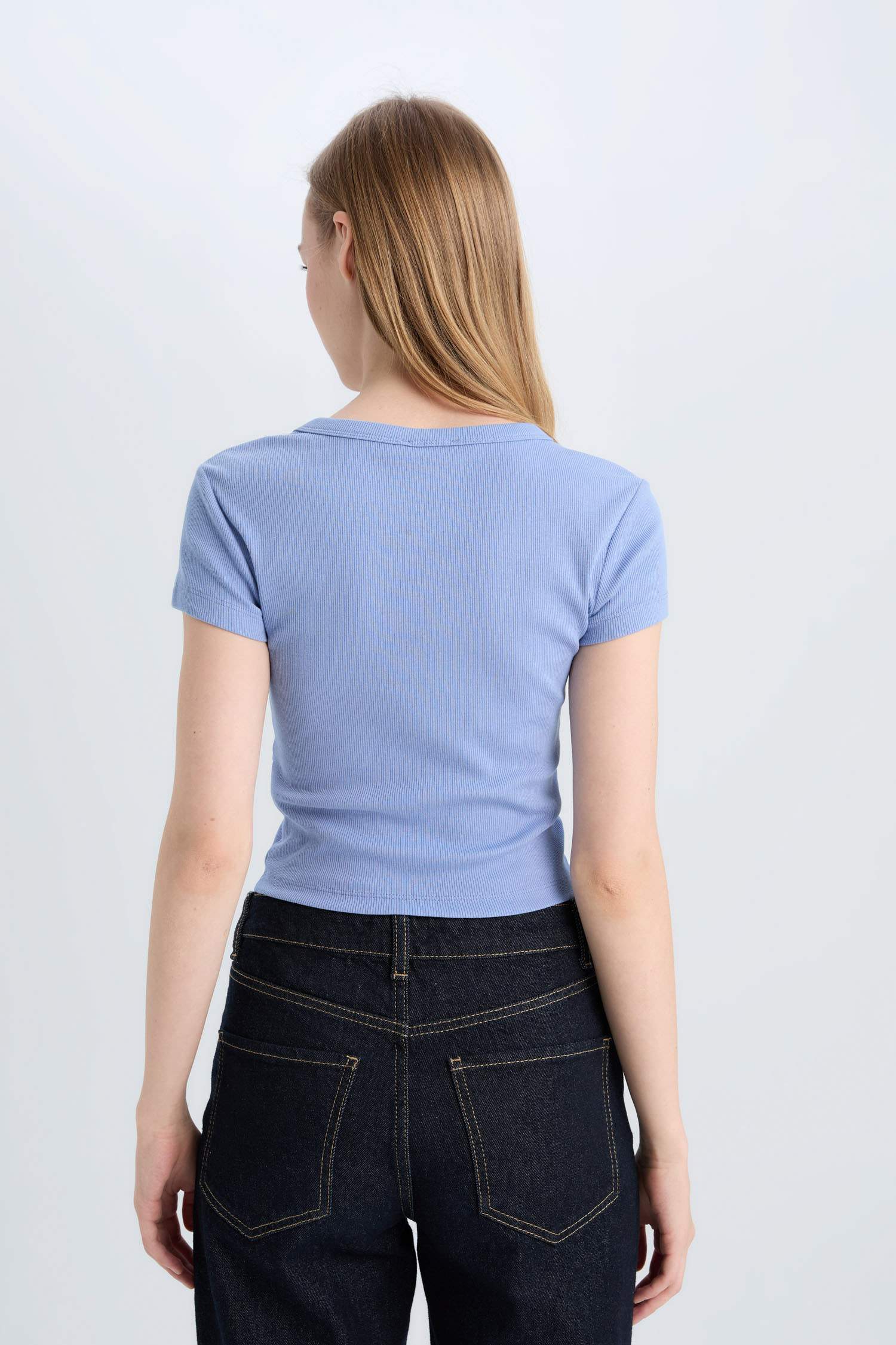 Coool Fitted Basic Düz Fitilli Kaşkorse Kısa Kollu Tişört