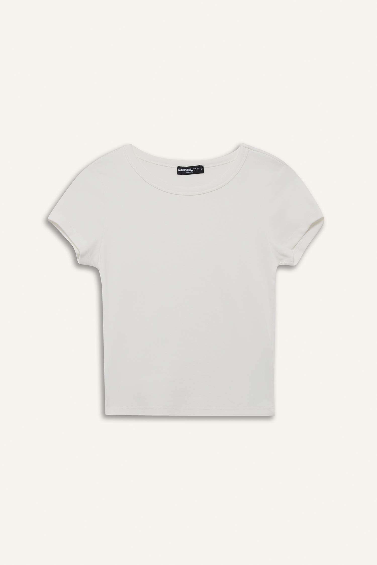 تيشيرت ضيق نص كم عادي برقبة مستديرة