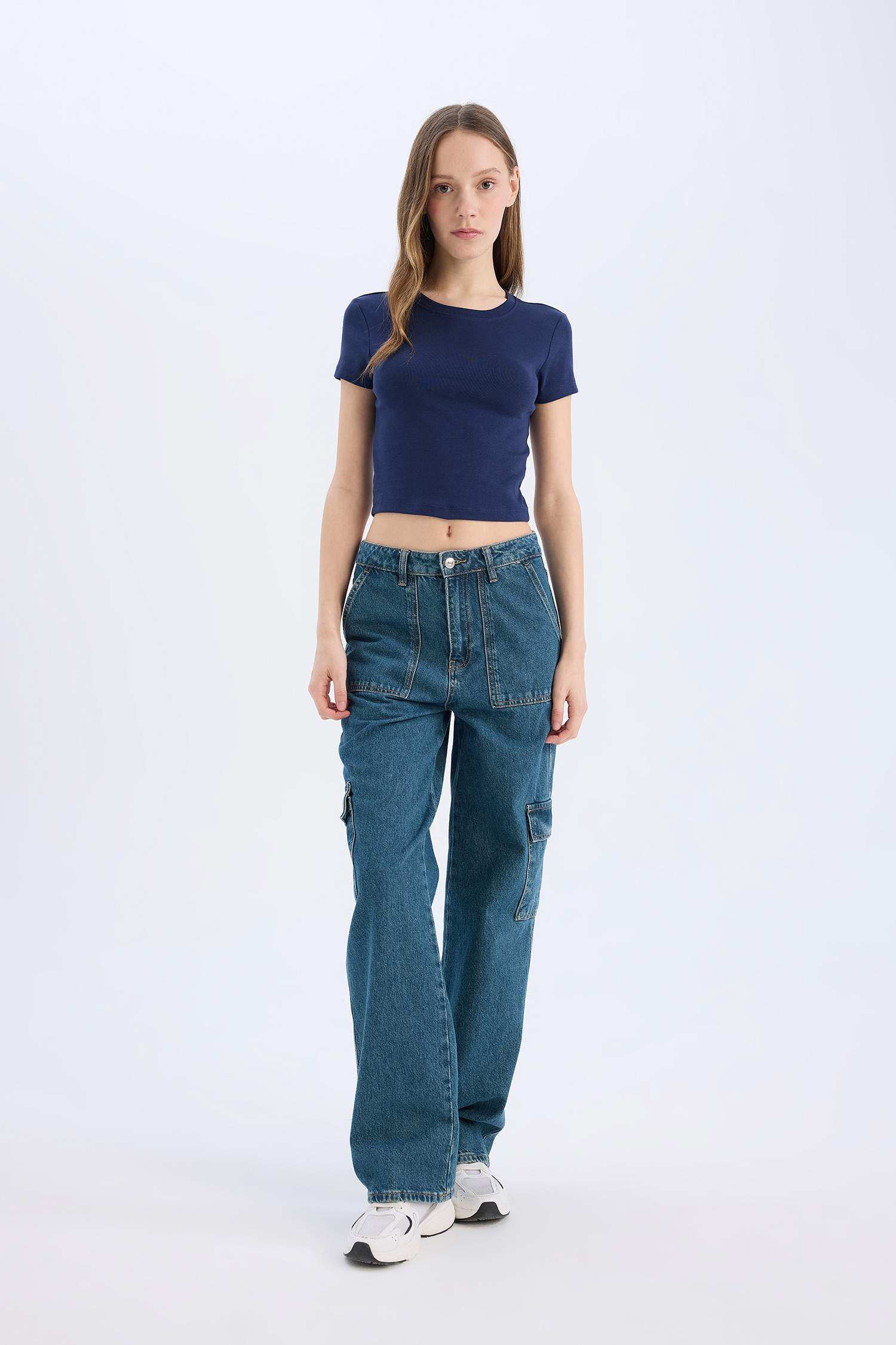 Coool Fitted Basic Düz Ribana Kısa Kollu Tişört