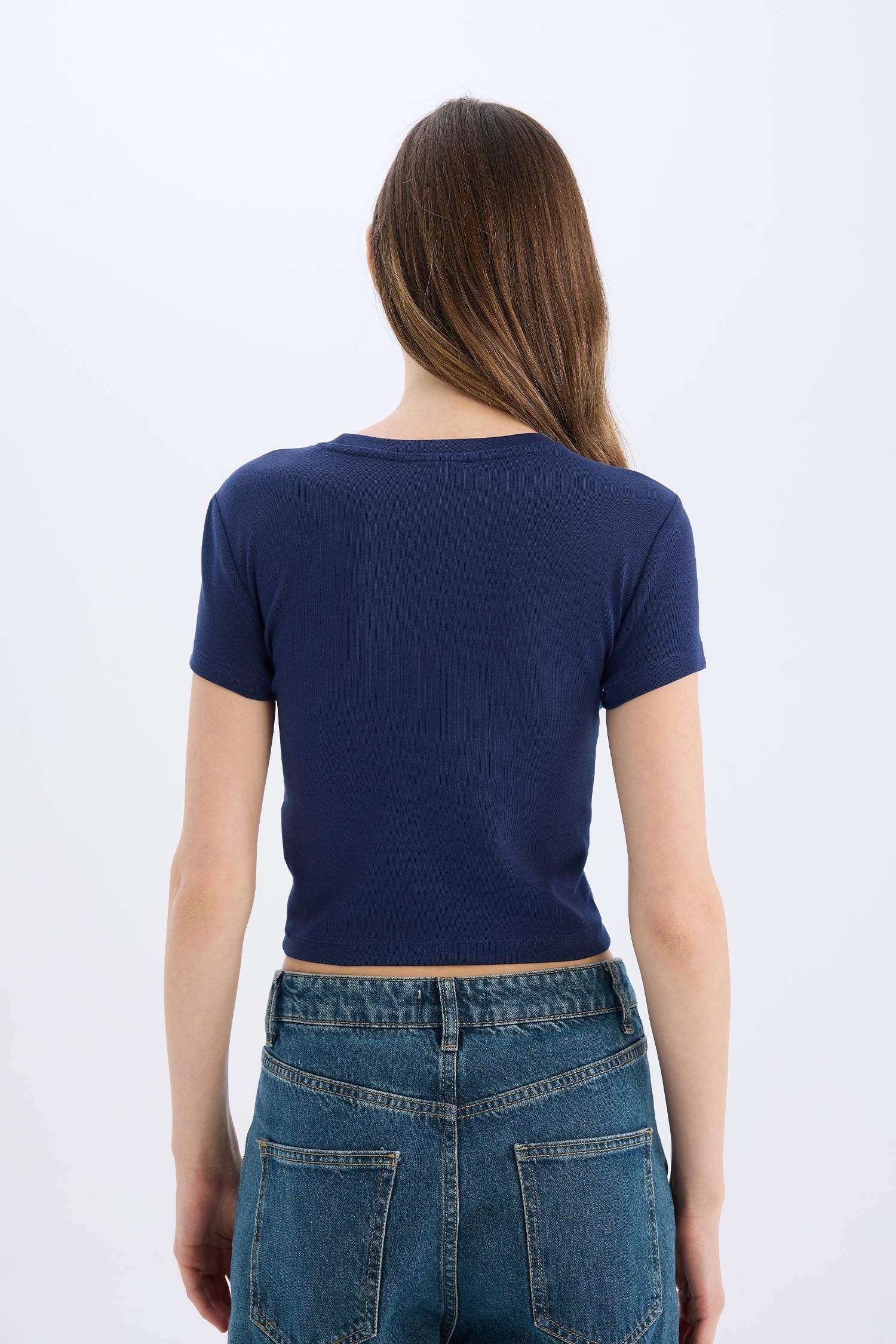 Coool Fitted Basic Düz Ribana Kısa Kollu Tişört