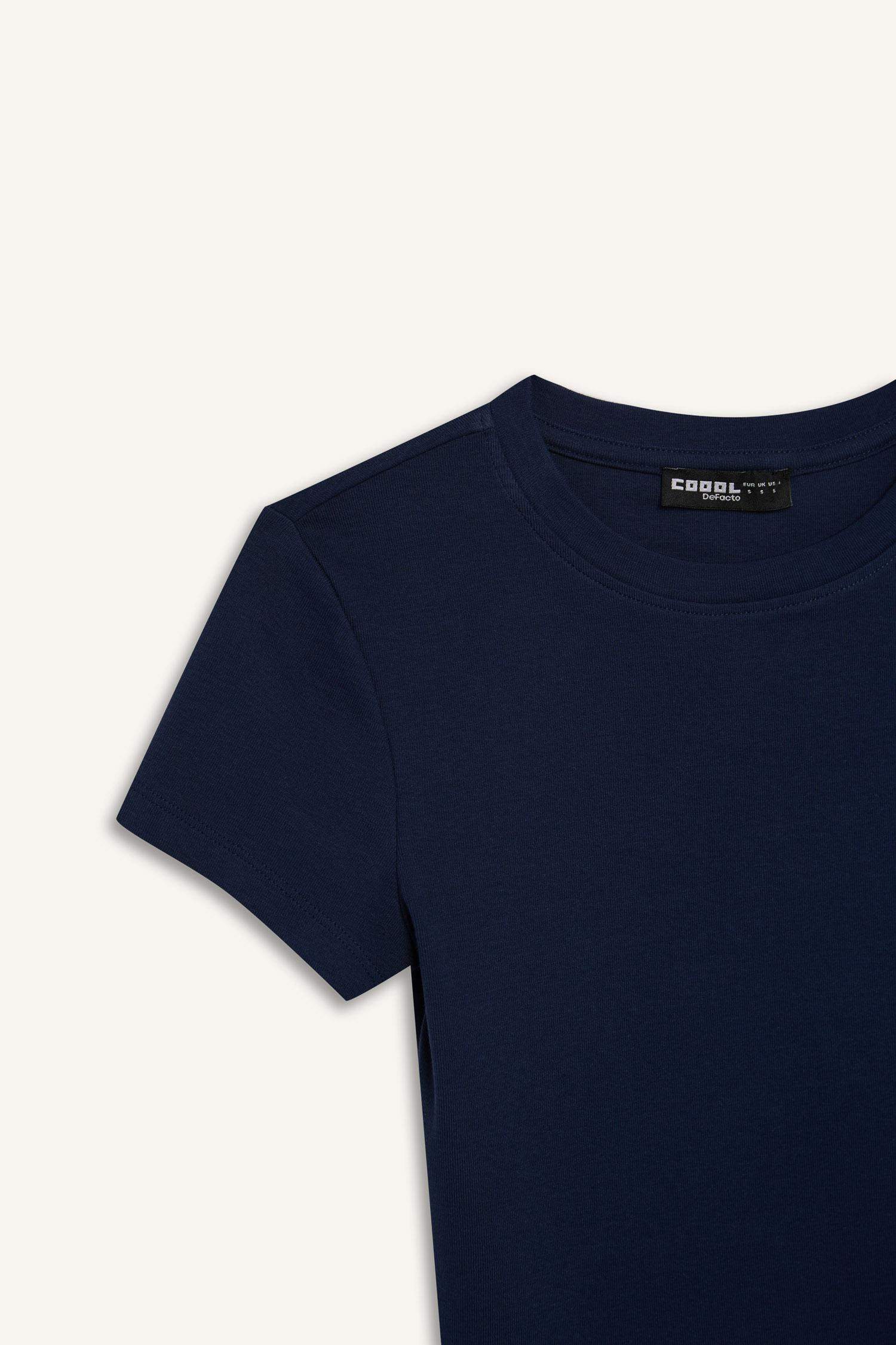 Coool Fitted Basic Düz Ribana Kısa Kollu Tişört