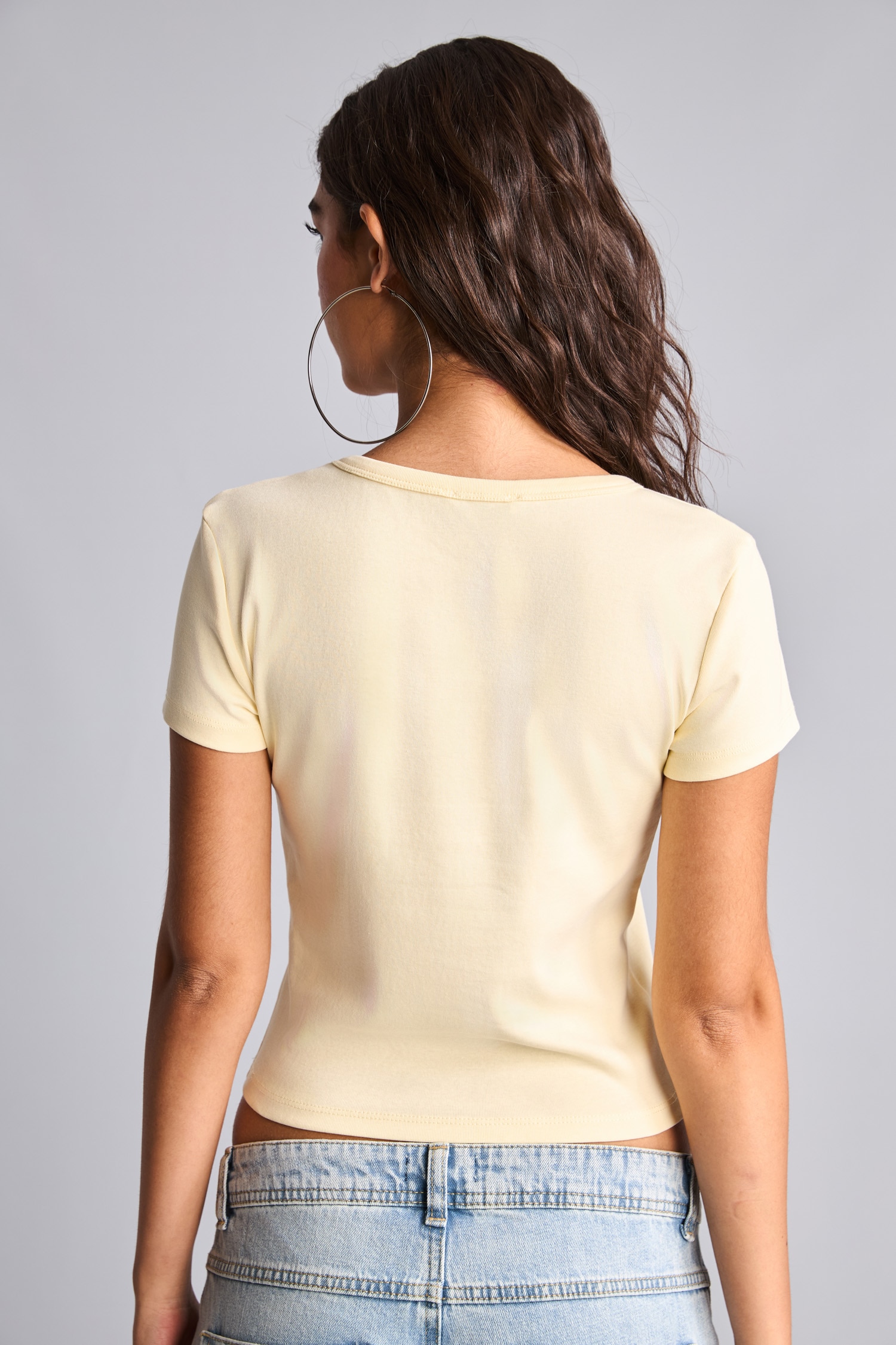 DeFacto Fitted Bisiklet Yaka Ribana Basic Tişört görsel 5
