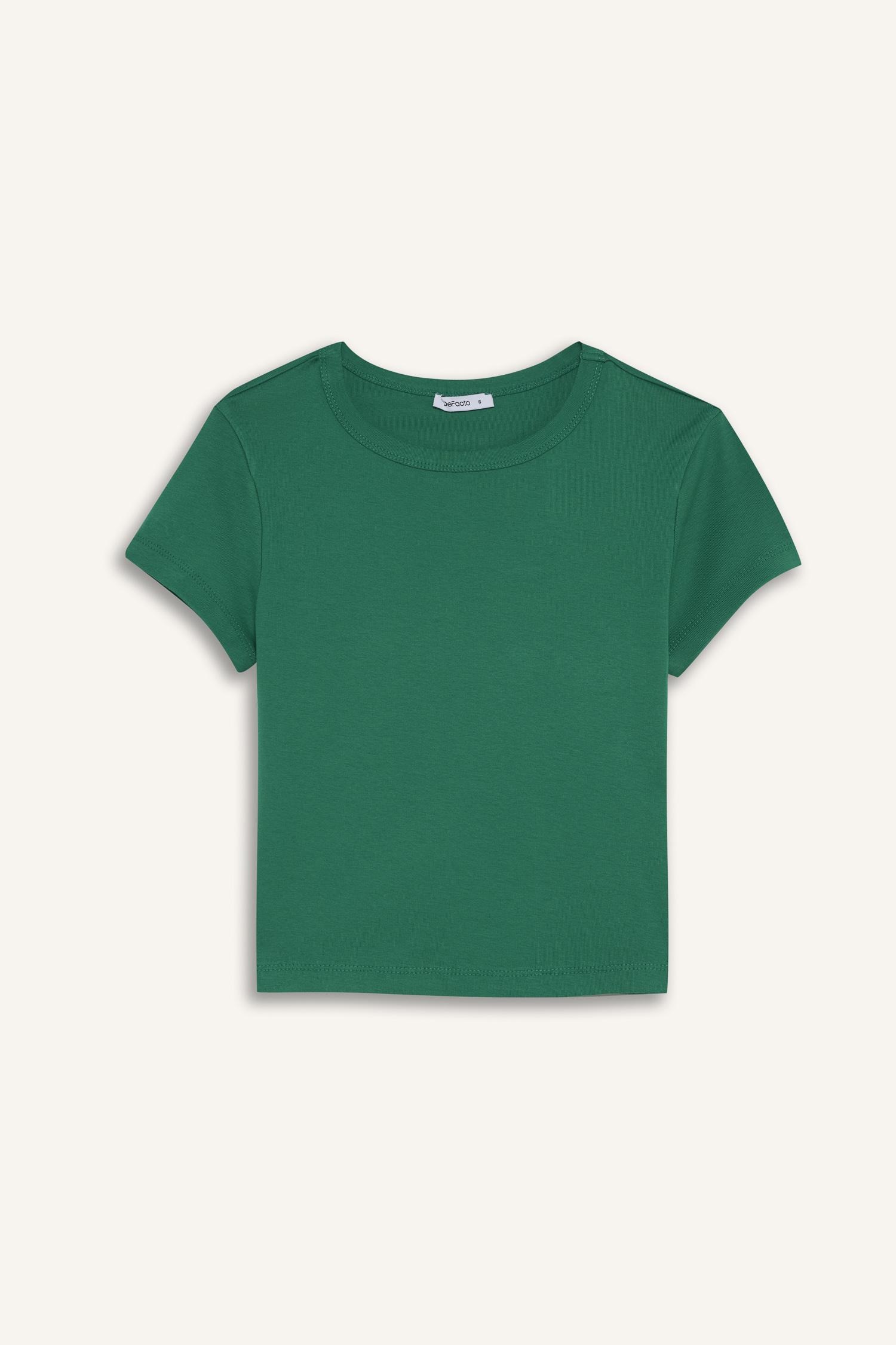 DeFacto Fitted Bisiklet Yaka Ribana Basic Tişört görsel 6