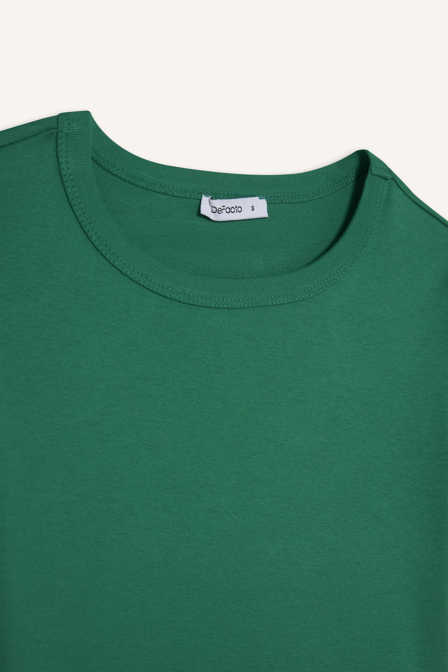DeFacto Fitted Bisiklet Yaka Ribana Basic Tişört görsel 7