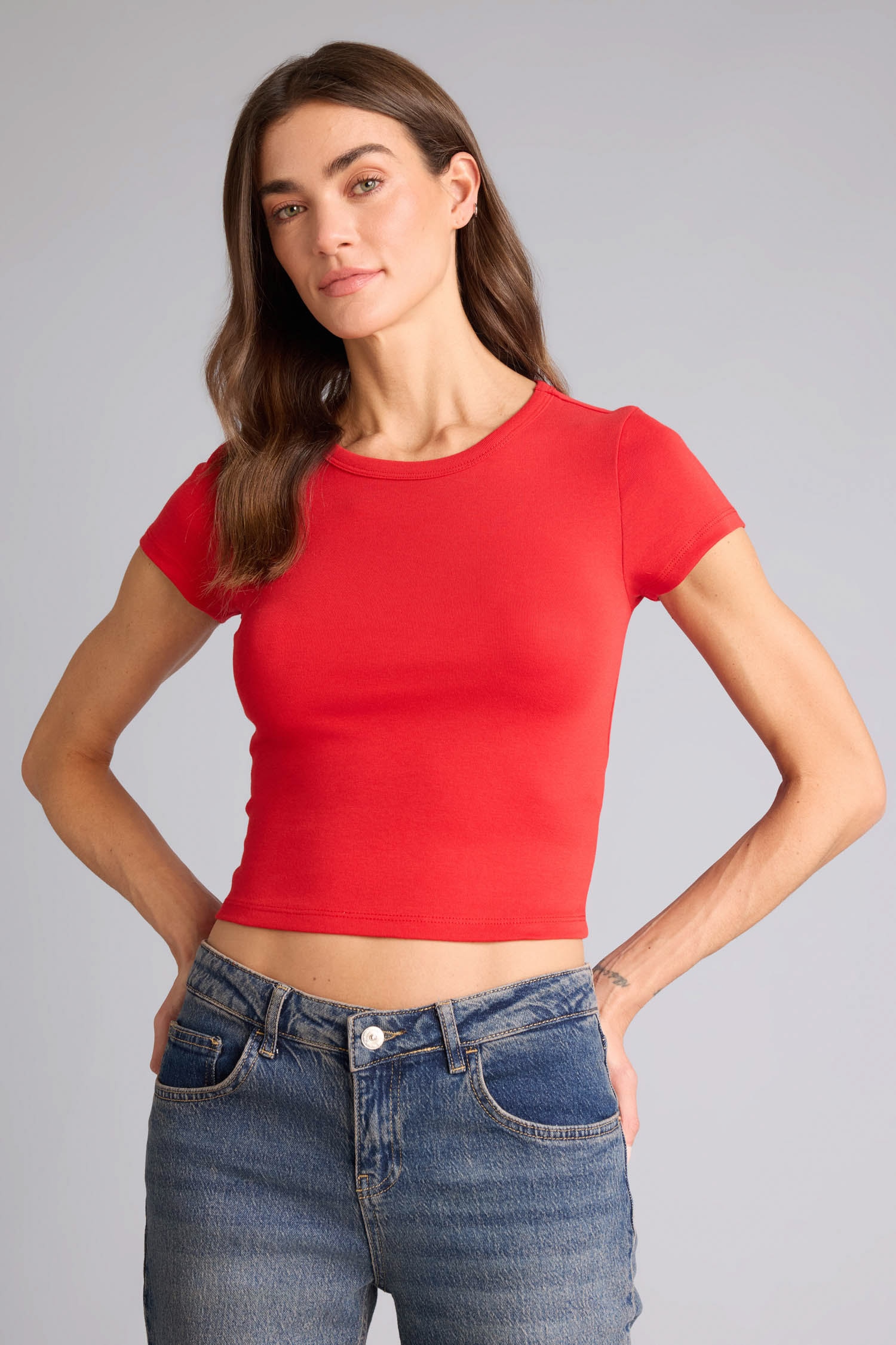 DeFacto Fitted Bisiklet Yaka Ribana Basic Tişört görsel 3