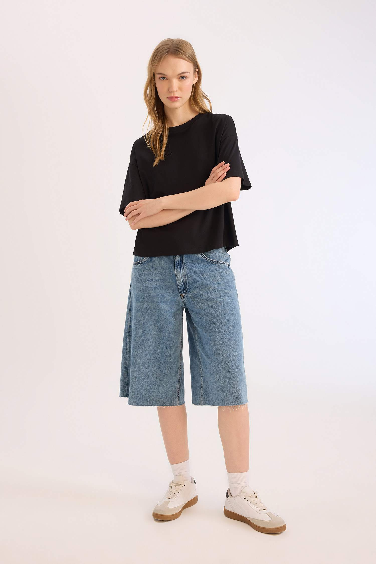 T-shirt épais à col rond et coupe ample