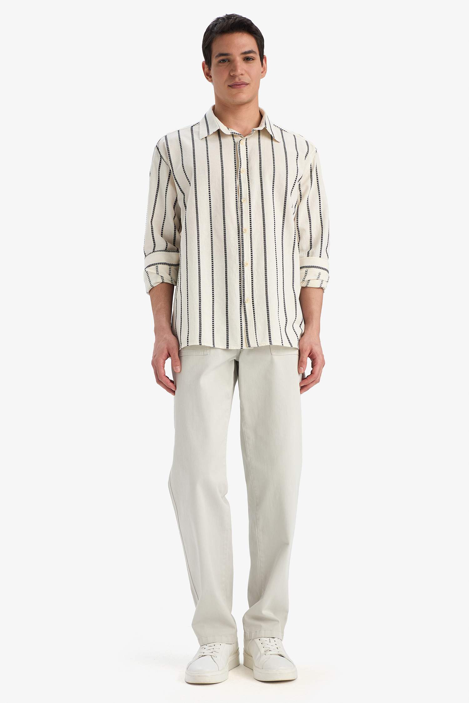 Relax Fit Striped Long Sleeve Shirt