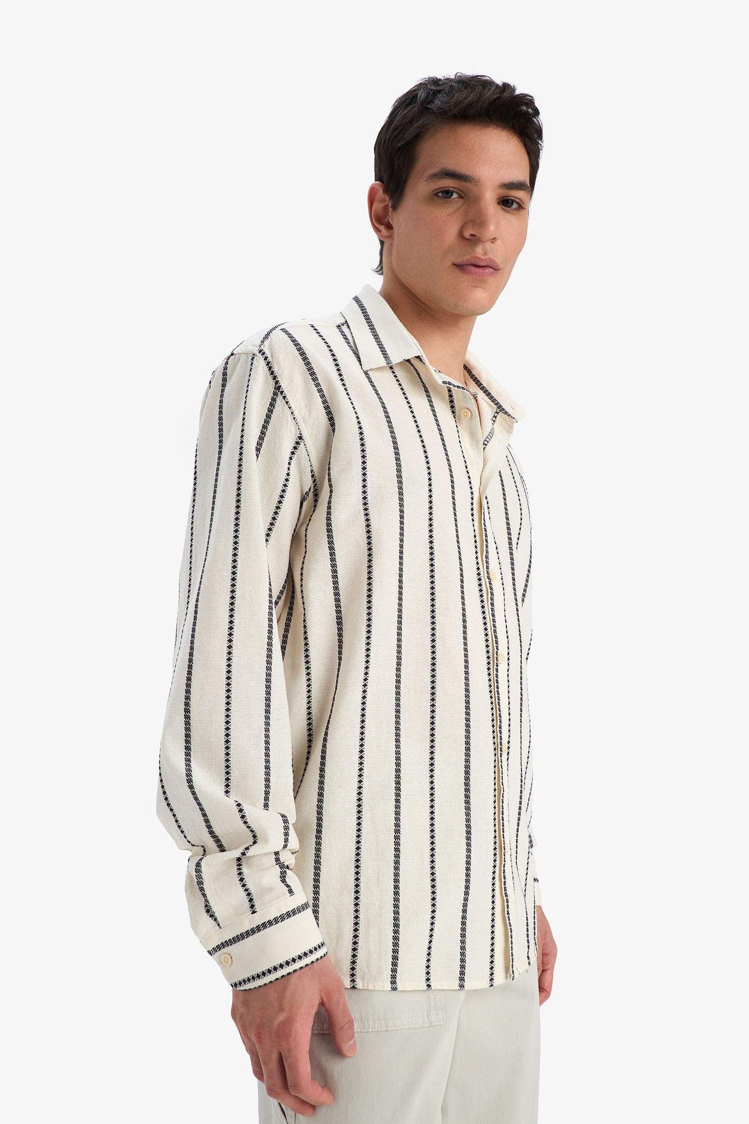 Relax Fit Striped Long Sleeve Shirt