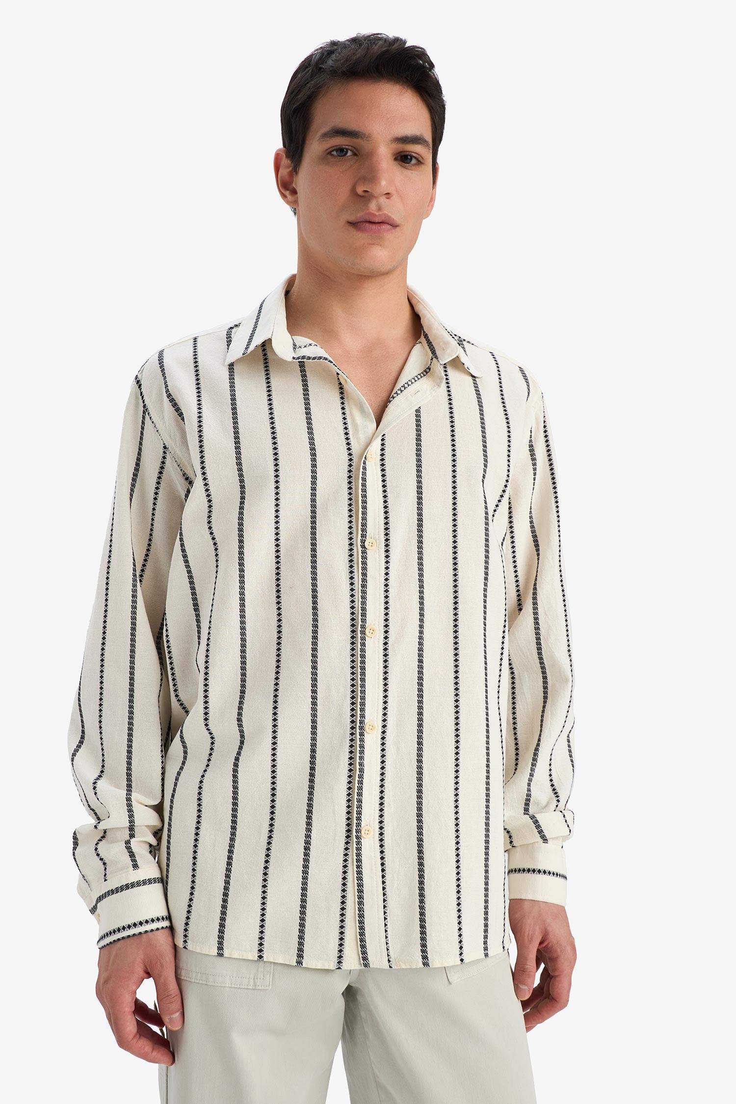 Relax Fit Striped Long Sleeve Shirt