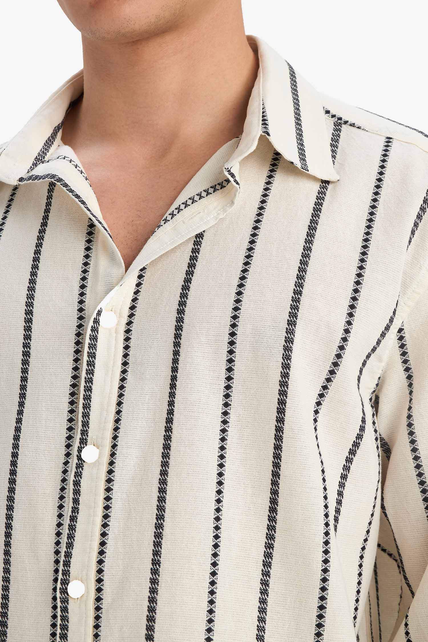 Relax Fit Striped Long Sleeve Shirt