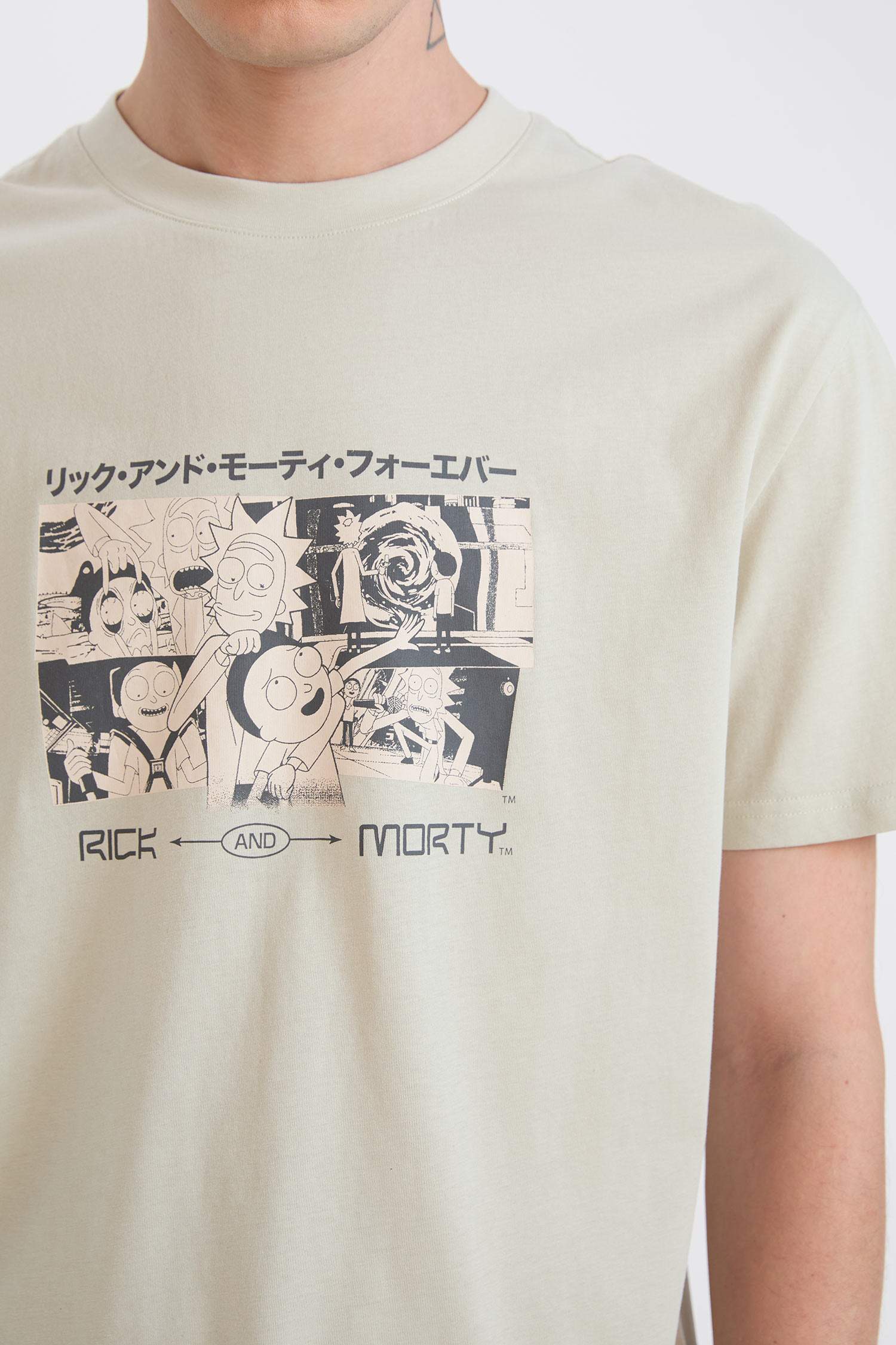 %100 Pamuk Rick and Morty Regular Fit Bisiklet Yaka Kısa Kollu Tişört