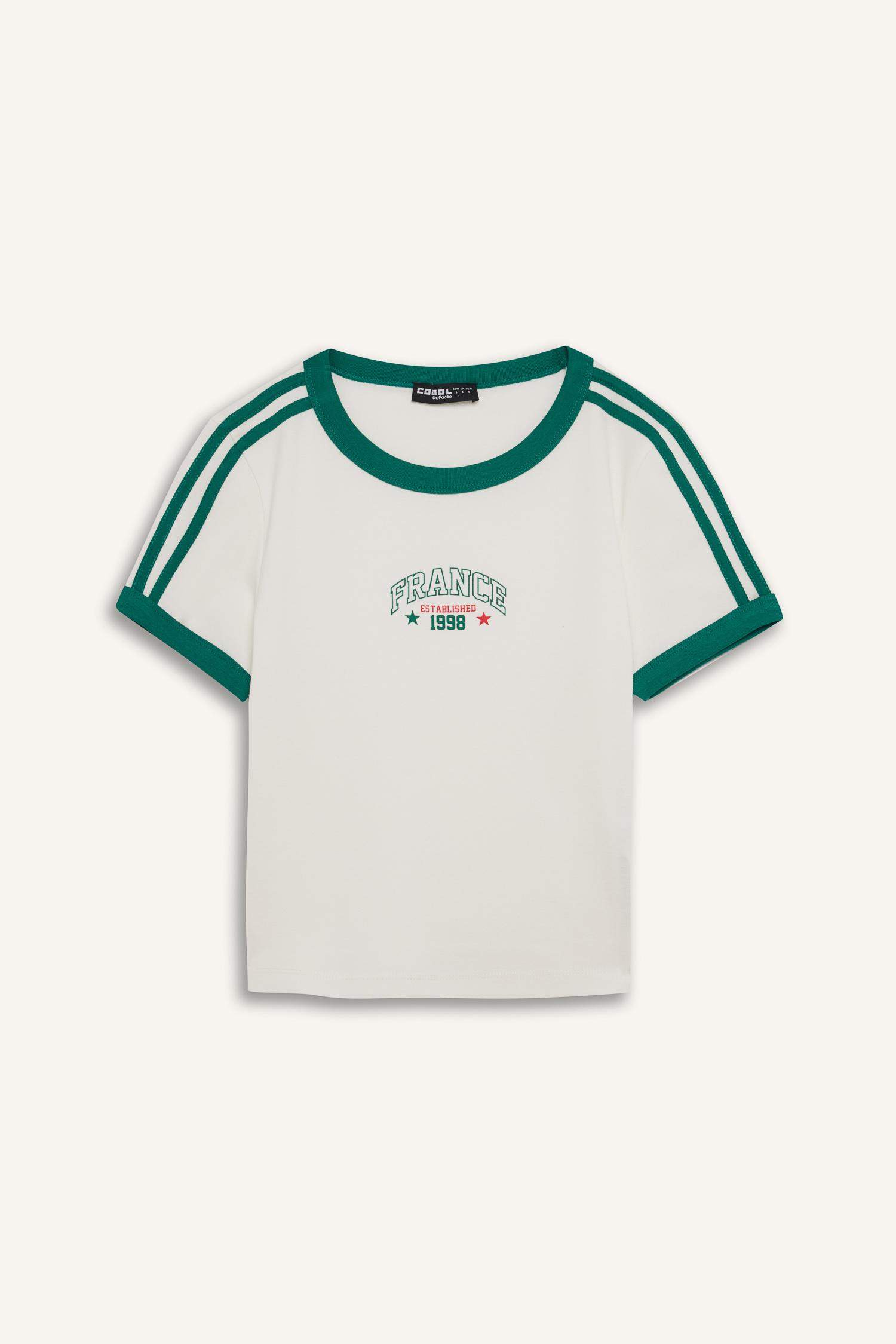 Coool Fitted Baskılı Ribana Kısa Kollu Tişört