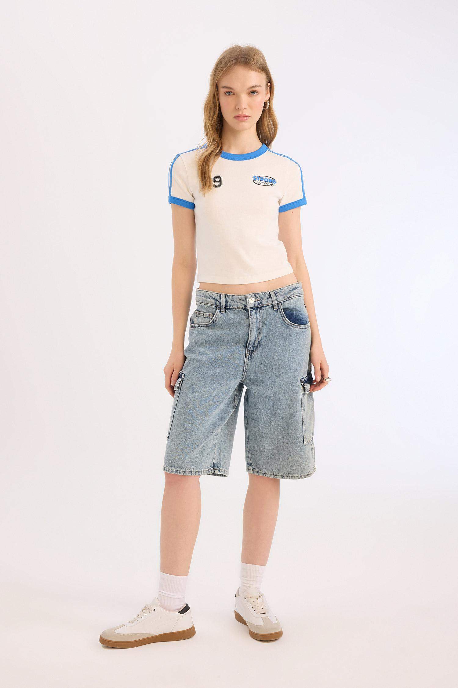 Coool Fitted Baskılı Ribana Kısa Kollu Tişört