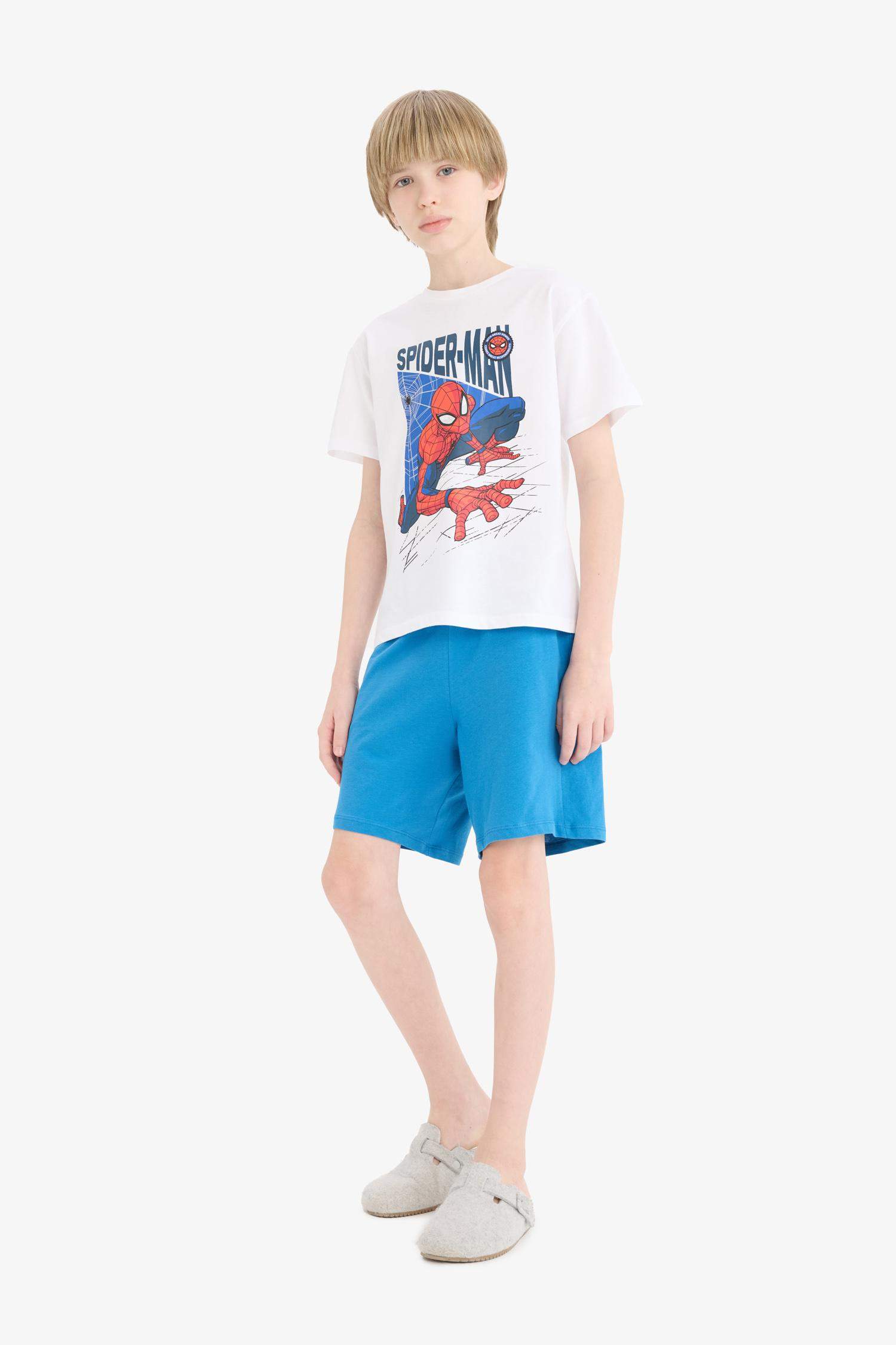 Erkek Çocuk Marvel Spiderman Pijama Takımı Kısa Kollu Üst Şort