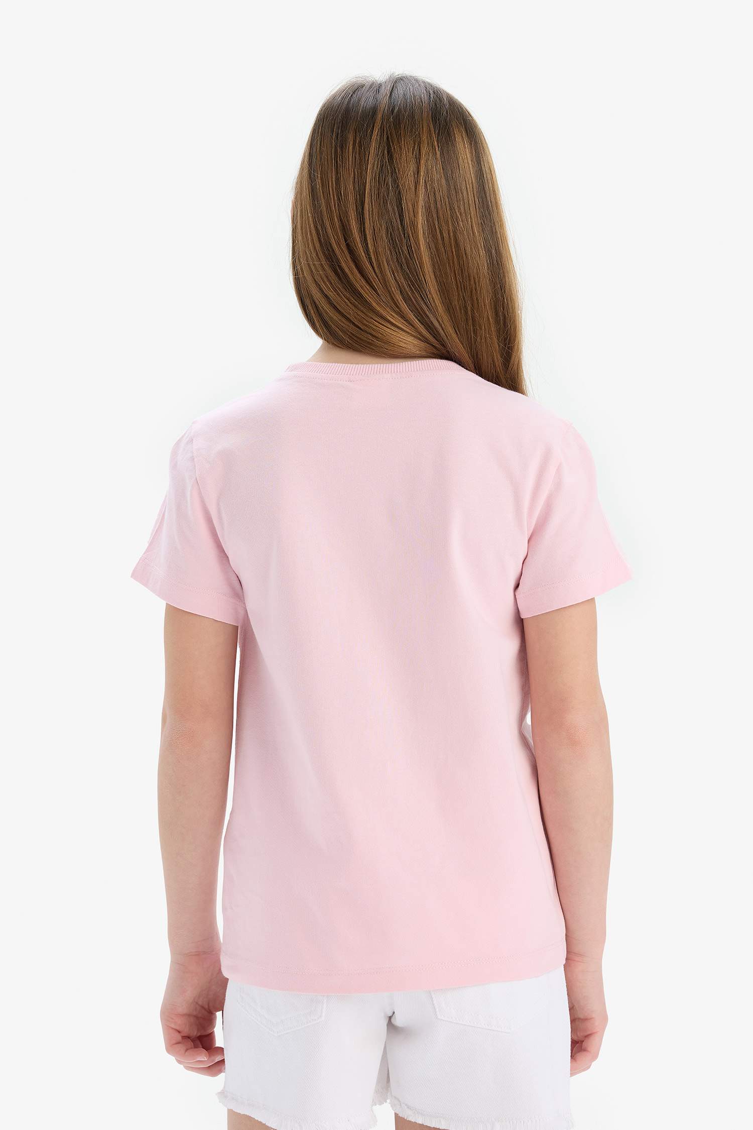 T-shirt imprimé à col rond et manches courtes pour fille