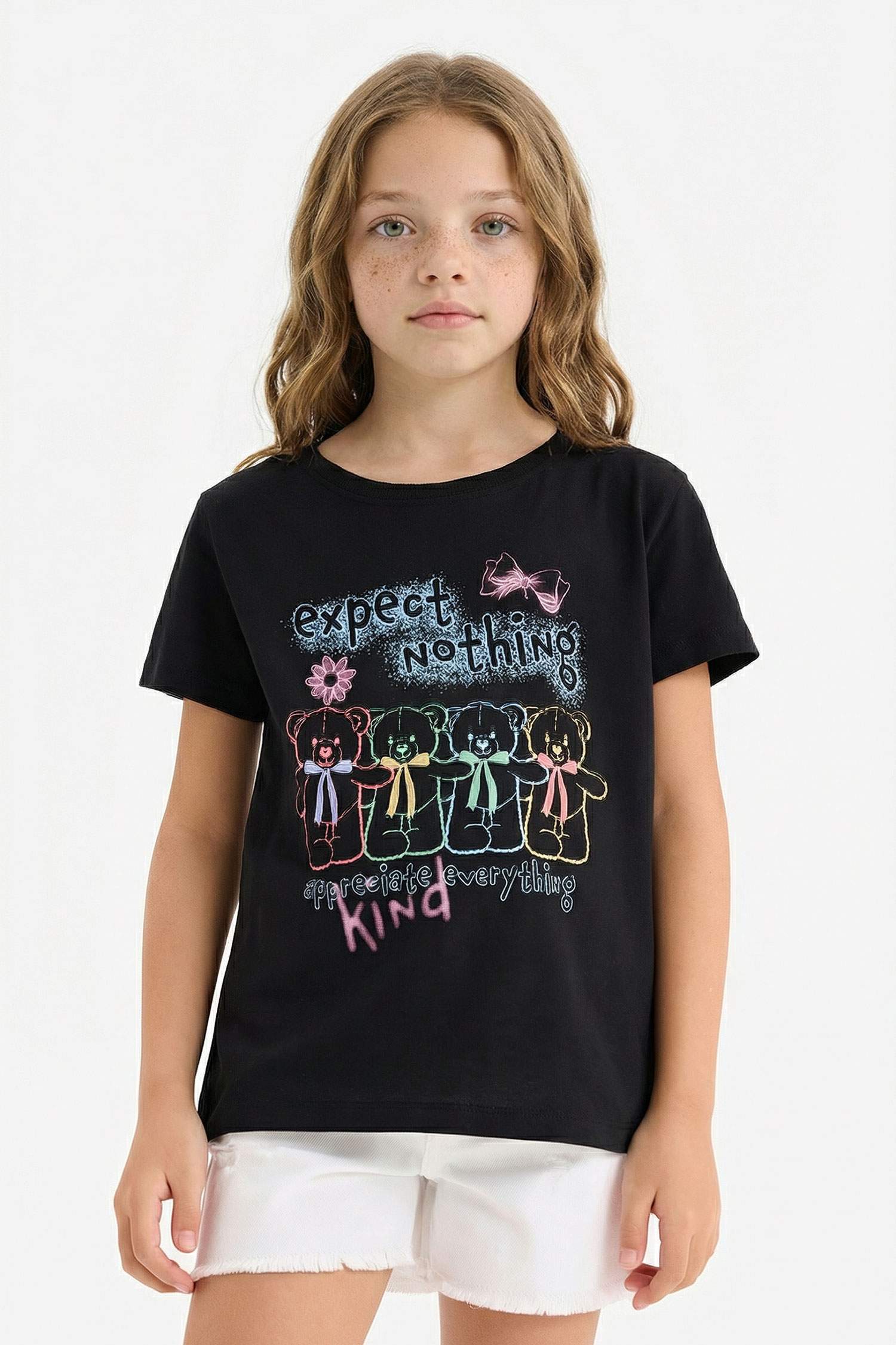 تيشيرت بناتي نص ردن قصة عادية بياخة مستديرة