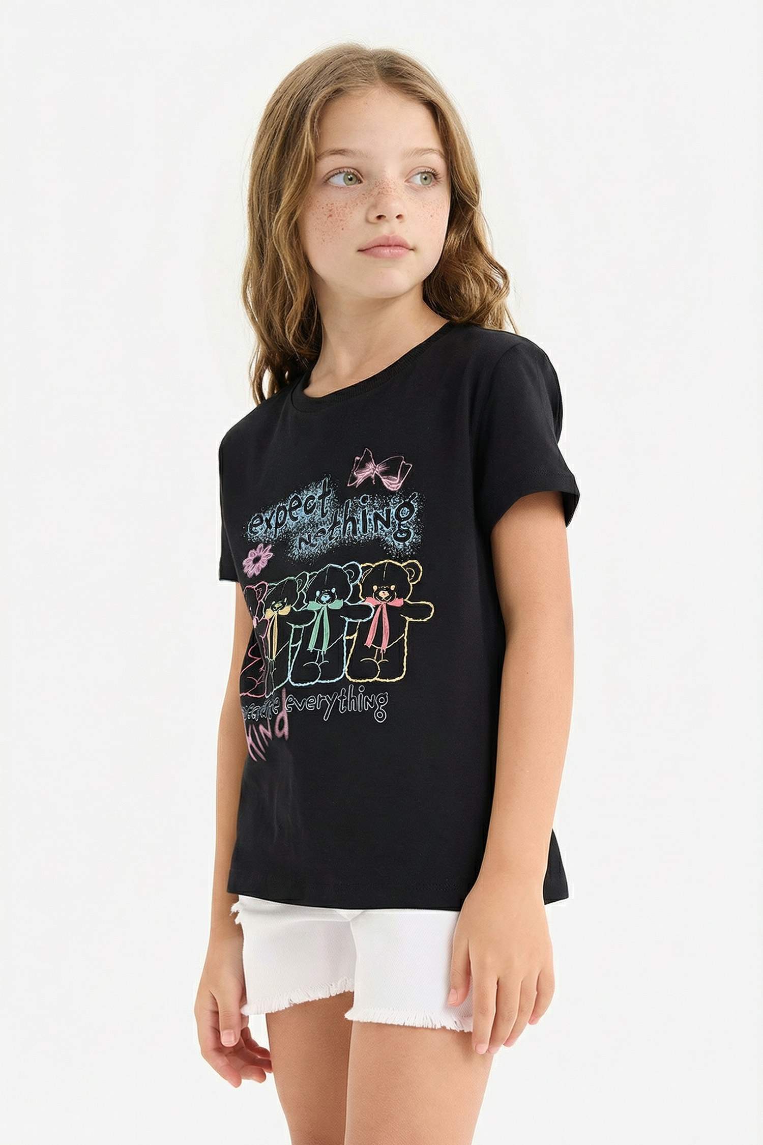 تيشيرت بناتي نص ردن قصة عادية بياخة مستديرة