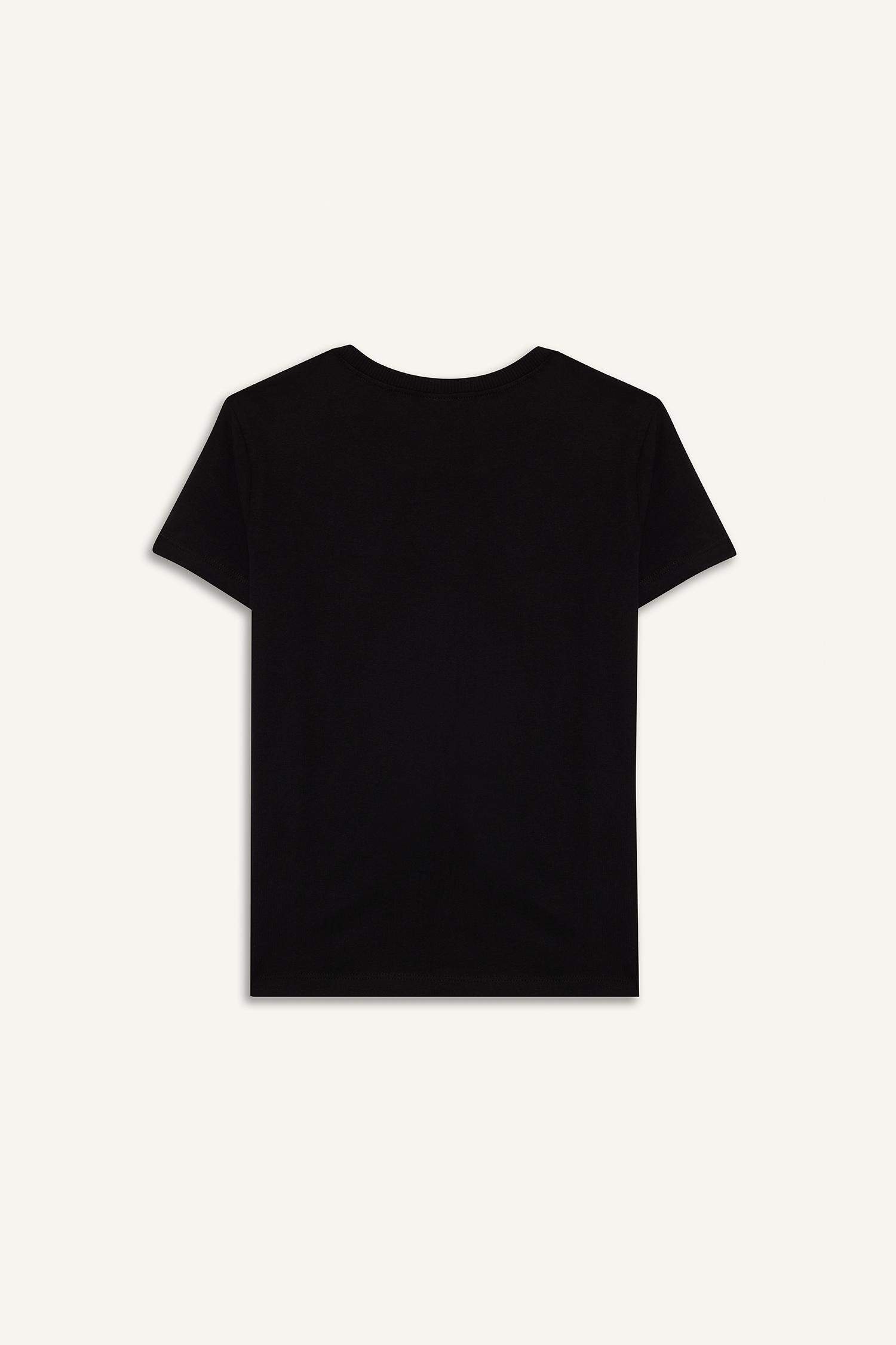 Kız Çocuk Bisiklet Yaka Baskılı Kısa Kollu Tişört