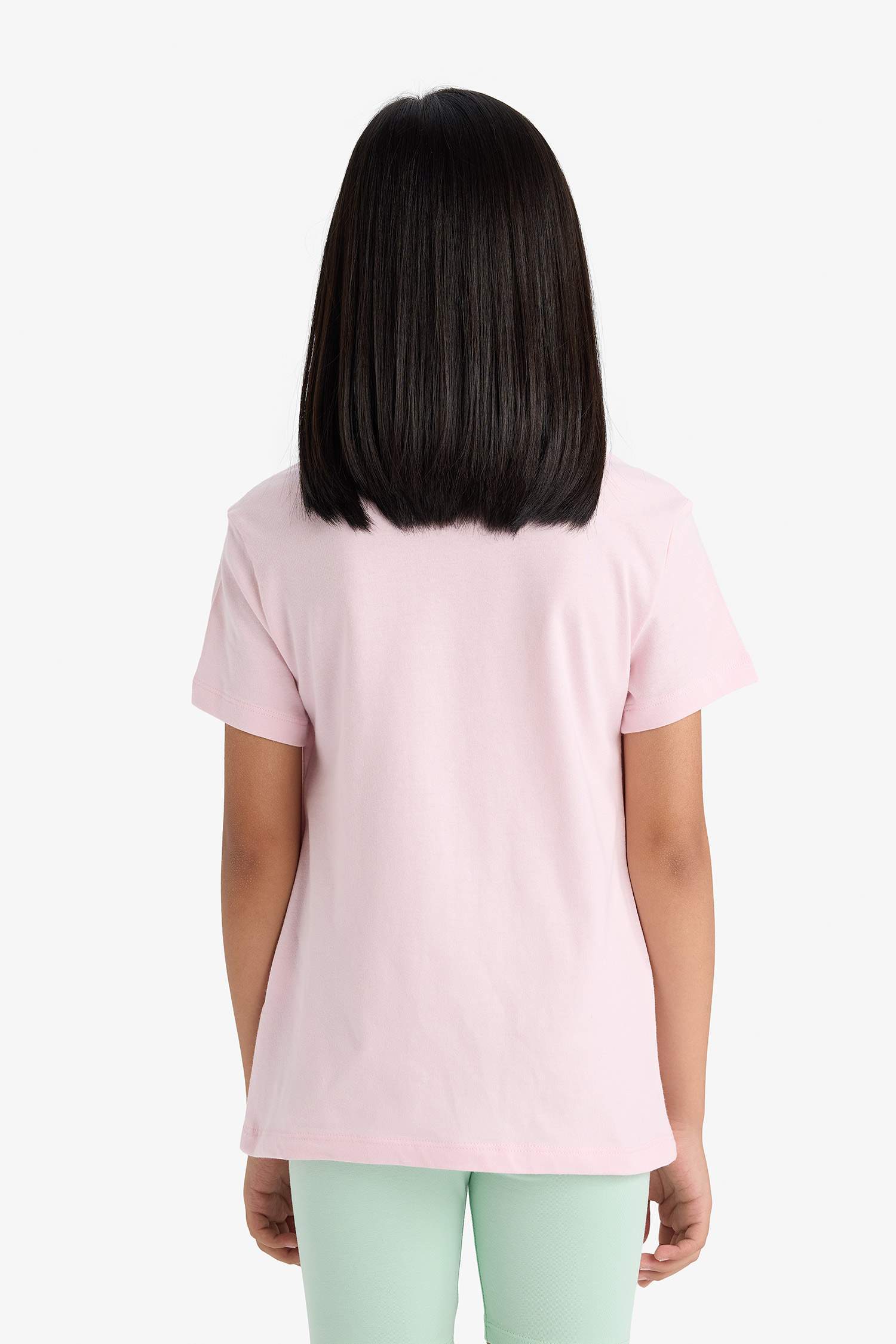 تيشيرت بنات نص كم قصة عادية برقبة مستديرة