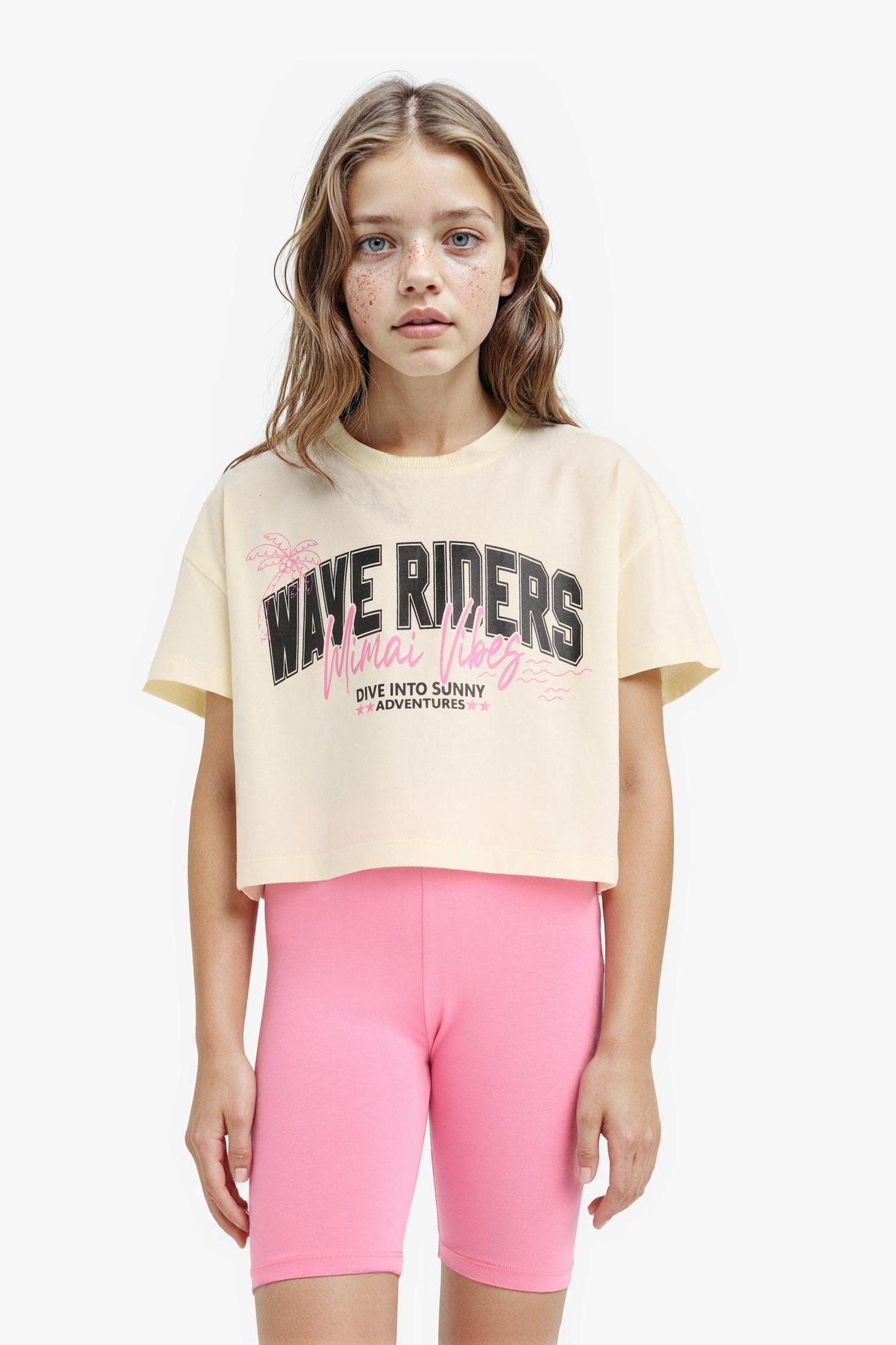 Девочка Футболка С Принтом и Коротким Рукавом