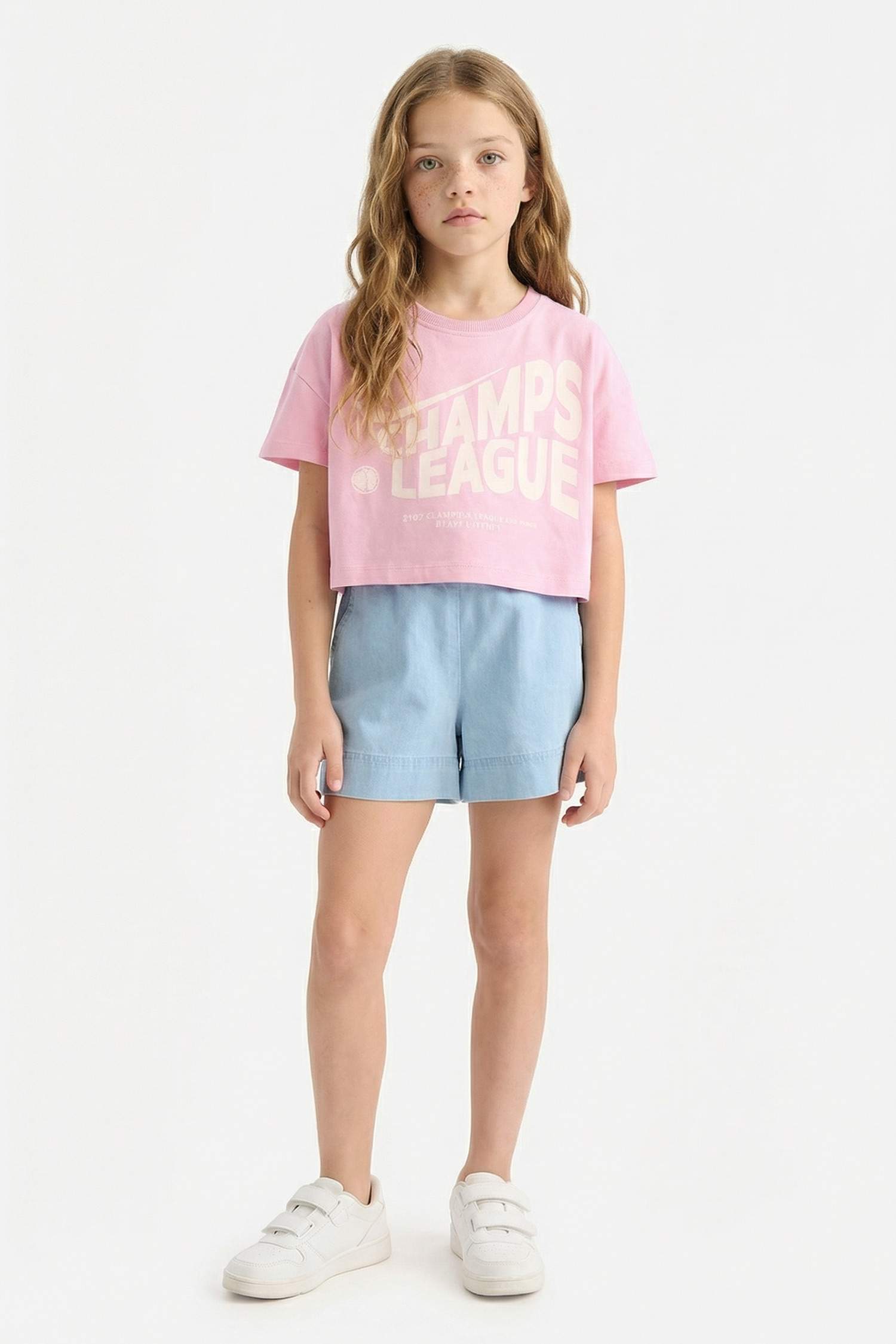 Girl Crew Neck Printed Short Sleeve T-Shirt