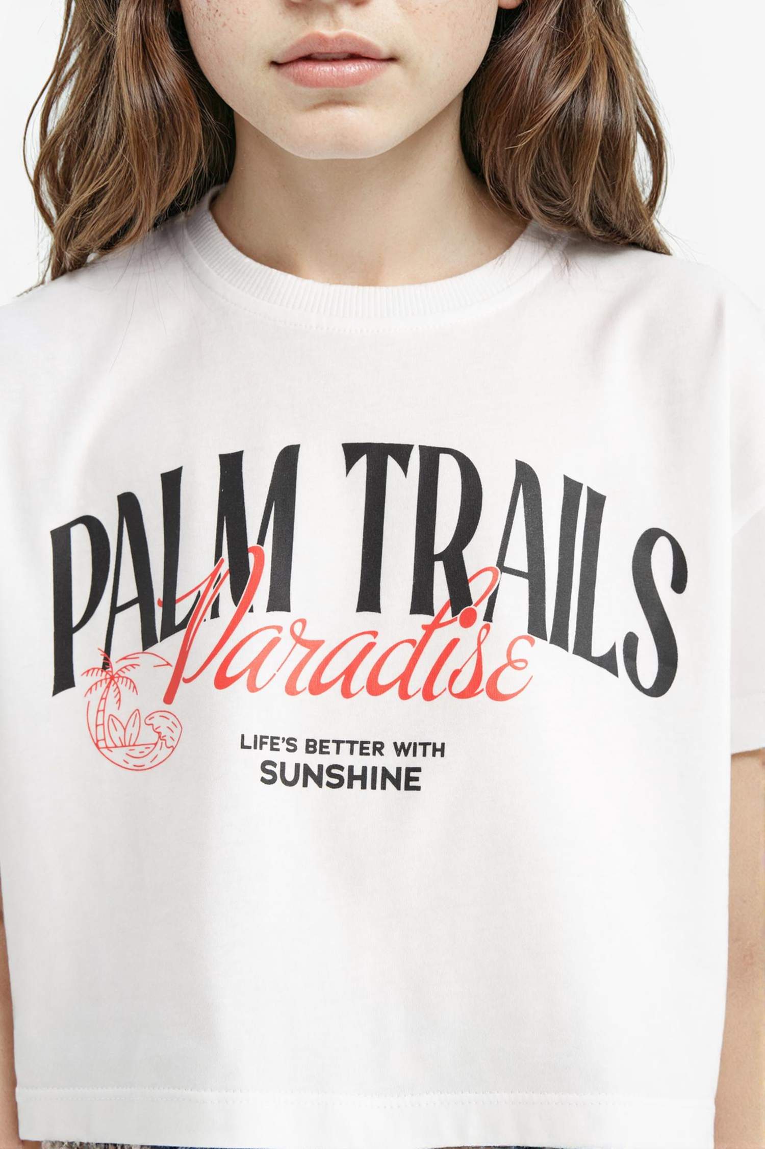 Girl Crew Neck Printed Short Sleeve T-Shirt