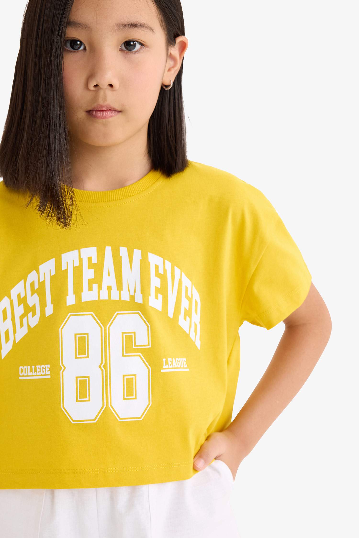 Girl Crew Neck Floral Short Sleeve T-shirt