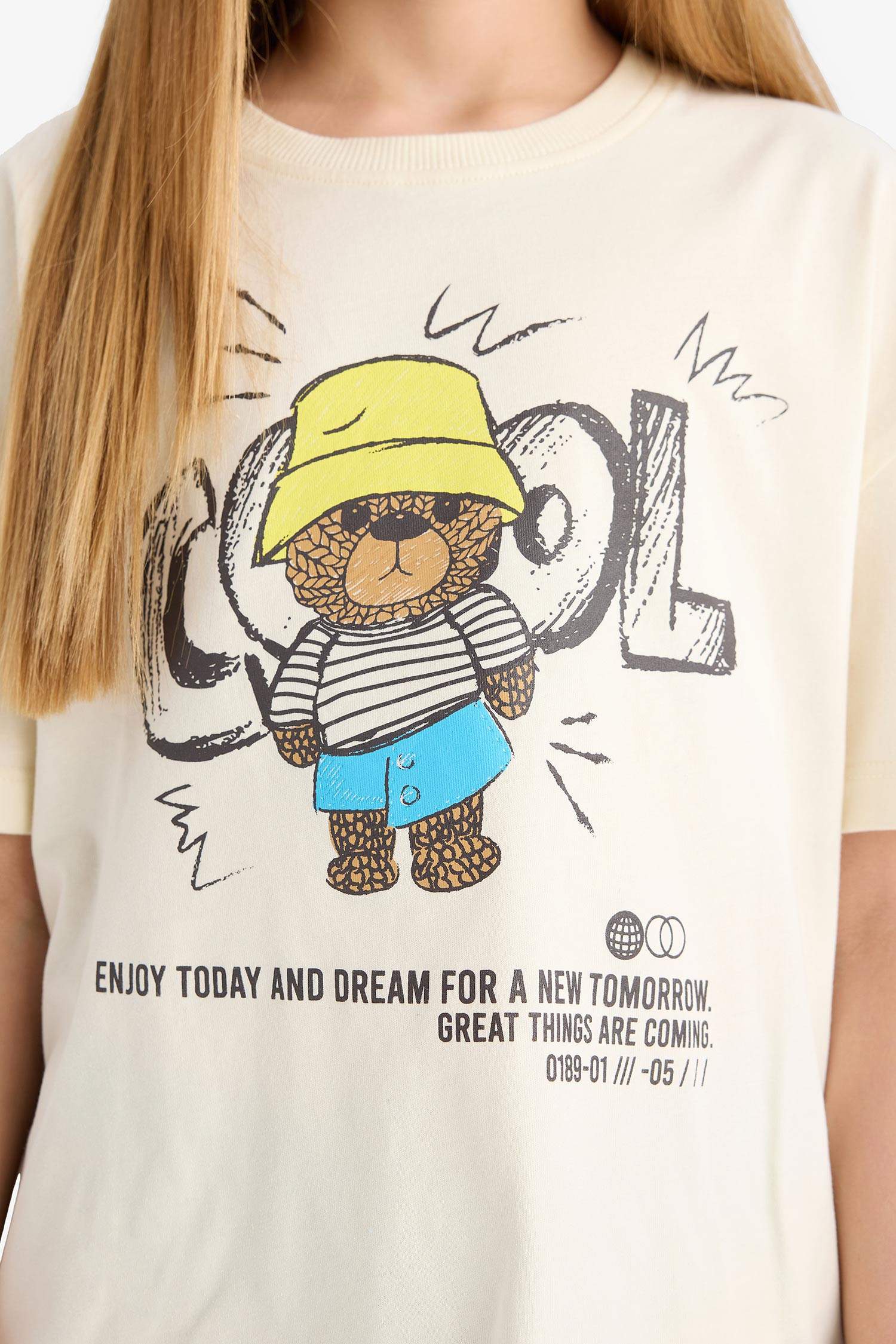 Girl Relax Fit Crew Neck Printed Short Sleeve T-Shirt