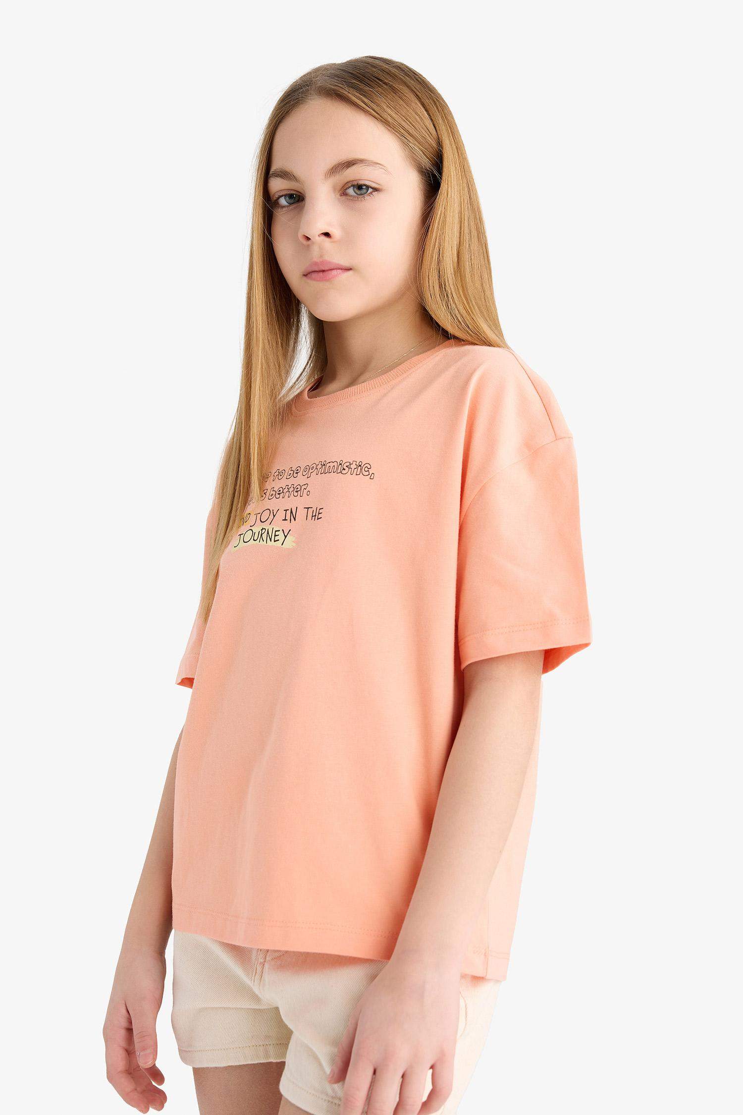 Girl Relax Fit Crew Neck Printed T-Shirt
