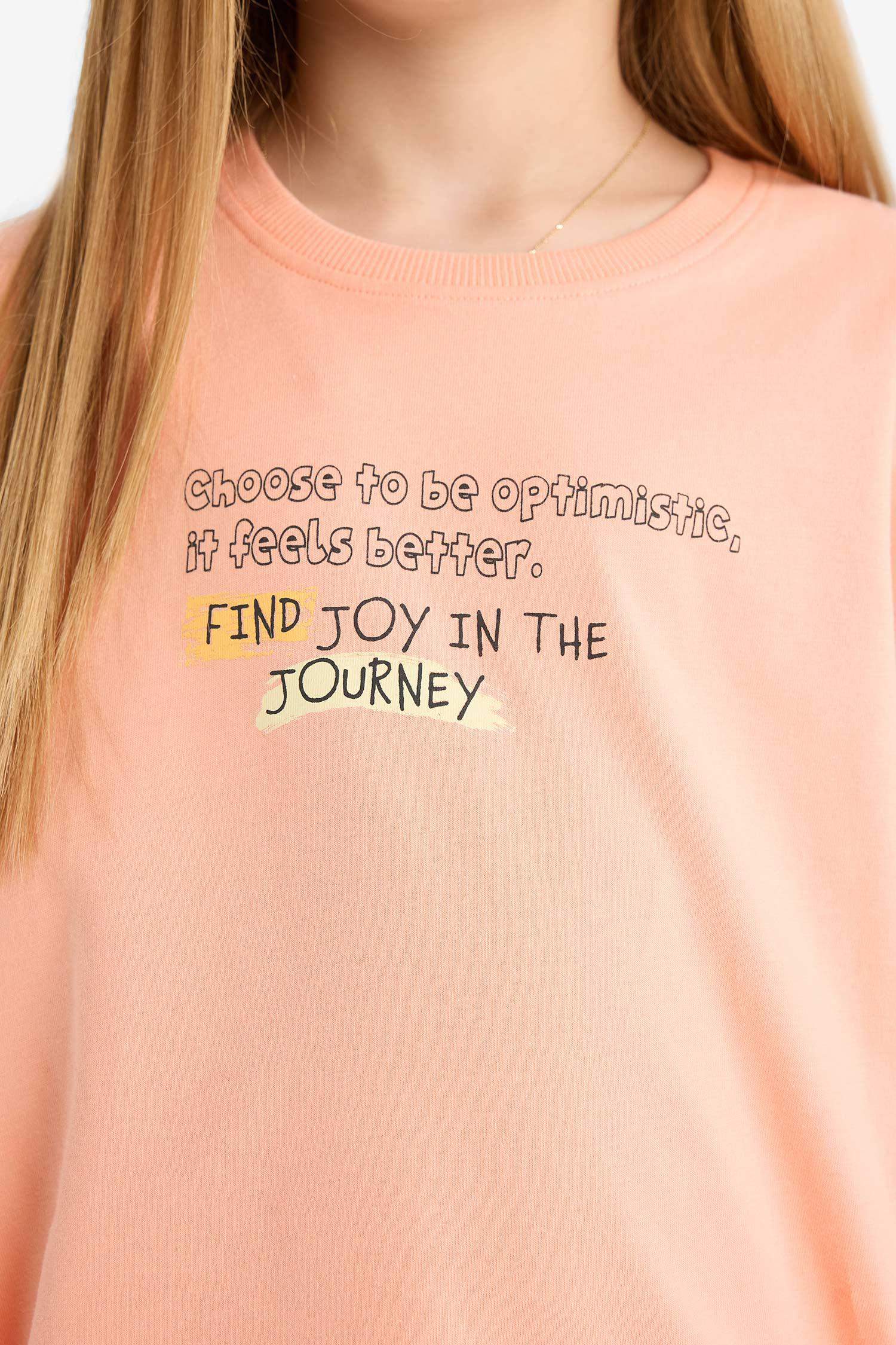 Girl Relax Fit Crew Neck Printed T-Shirt