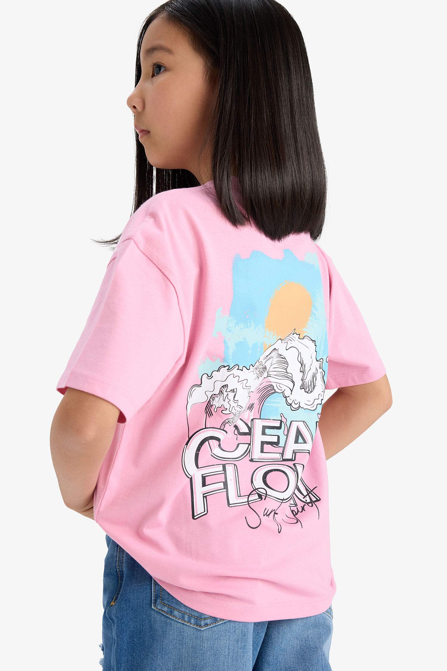 Girl Relax Fit Crew Neck Slogan Printed T-Shirt