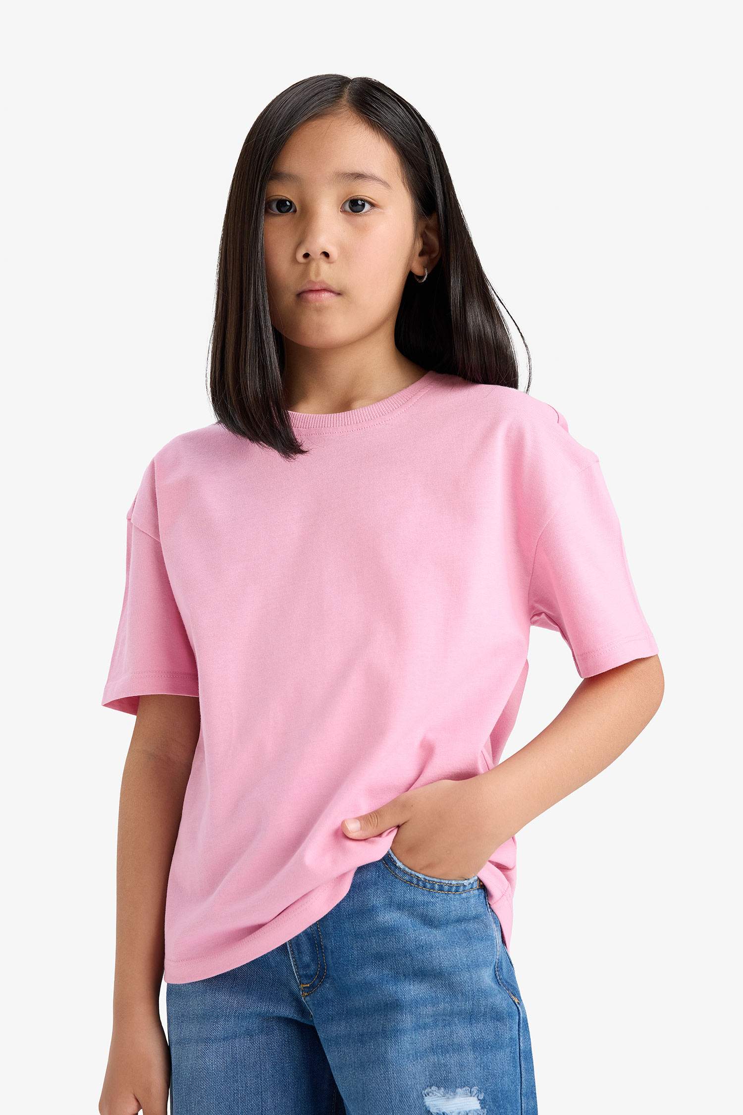 Girl Relax Fit Crew Neck Slogan Printed T-Shirt