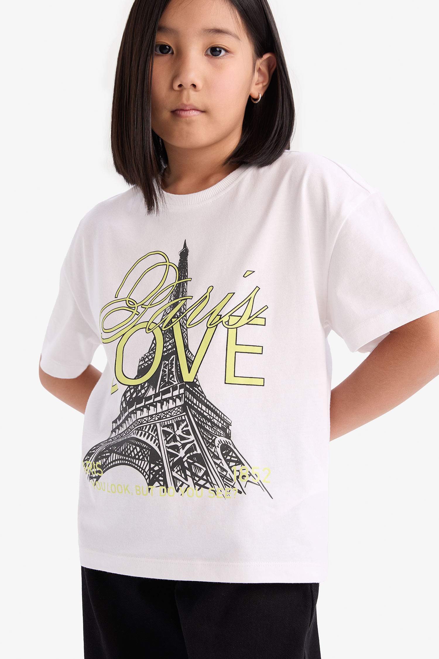 T-shirt à manches courtes avec imprimé et col rond pour fille