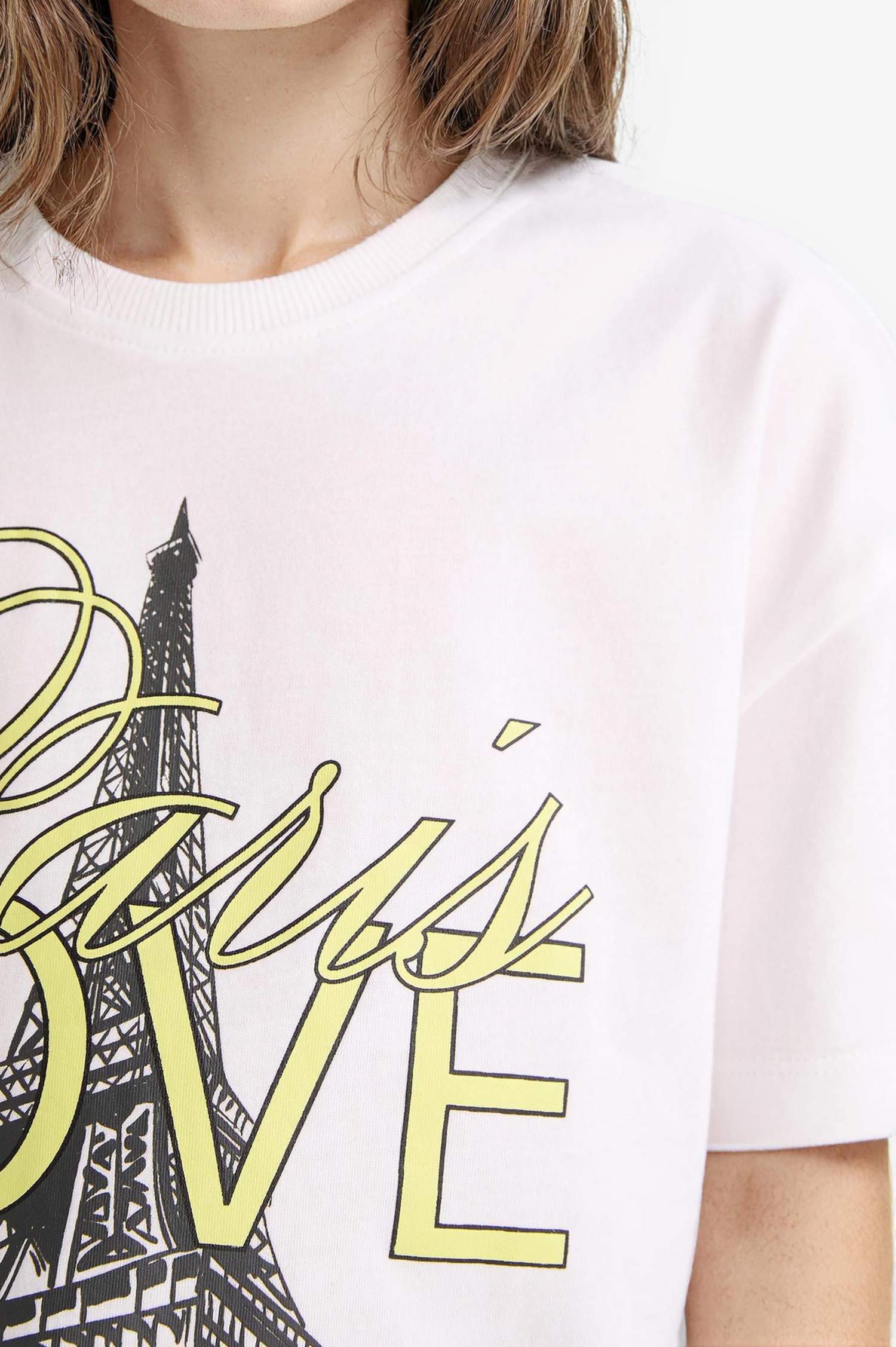 T-shirt à manches courtes avec imprimé et col rond pour fille