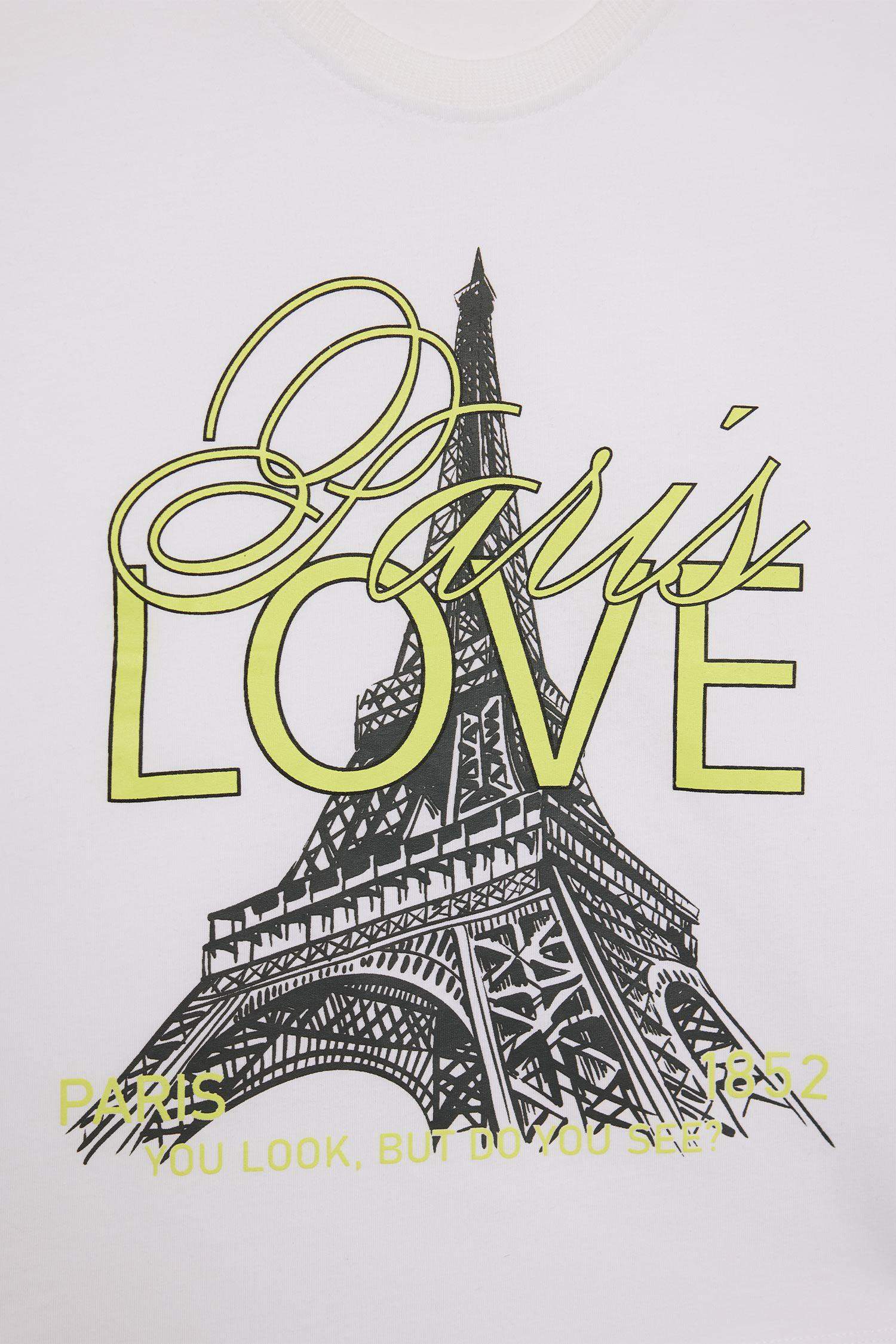 T-shirt à manches courtes avec imprimé et col rond pour fille