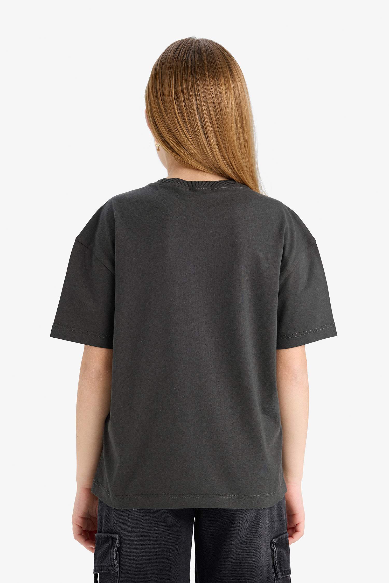 T-shirt imprimé à col rond et manches courtes pour fille